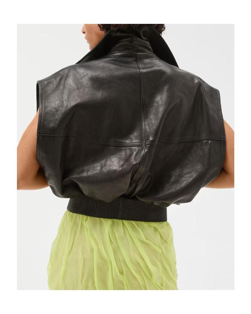 Versace Black Zip-Up Leather Gilet