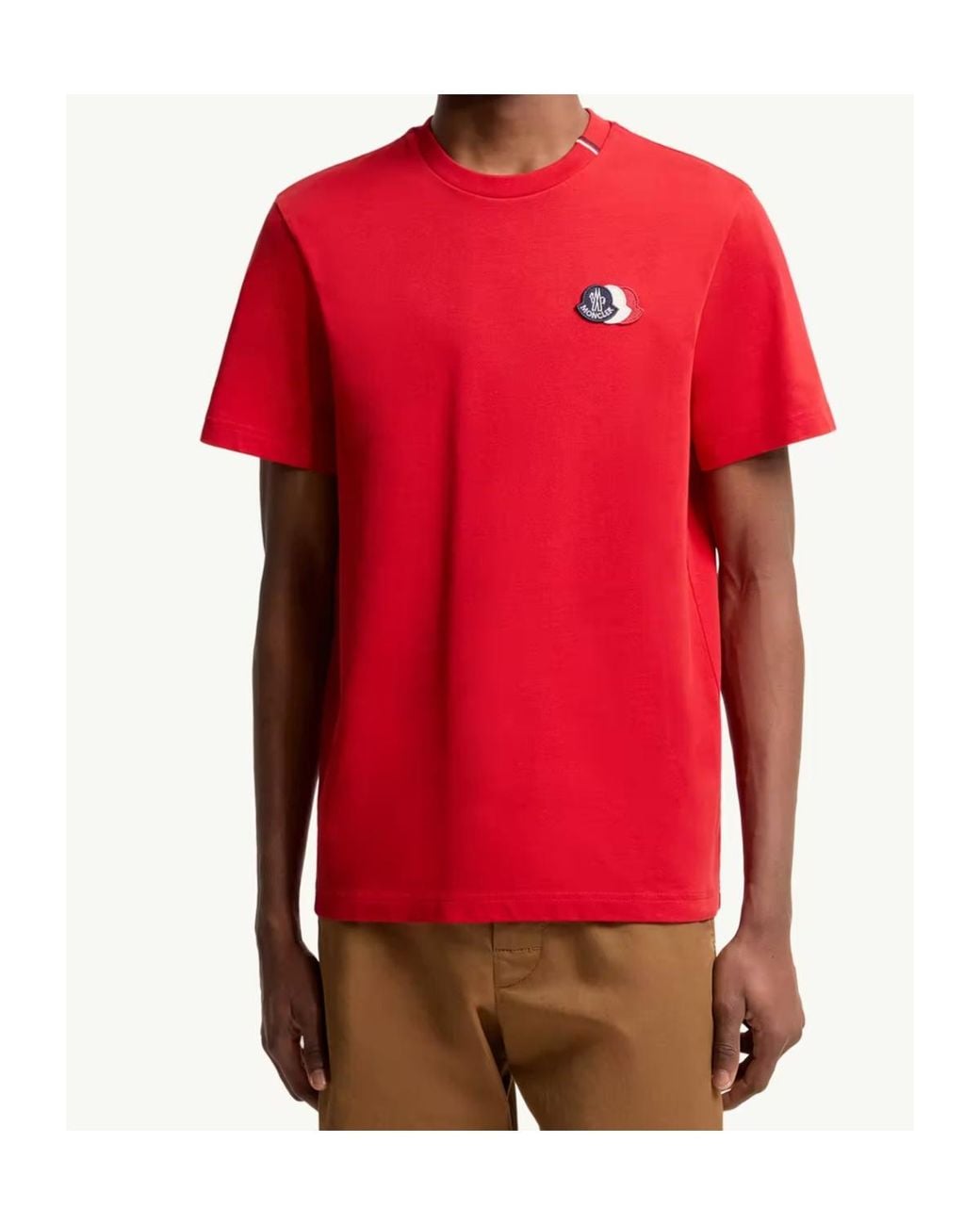 Moncler Red Logo Patch Crewneck T-Shirt for men