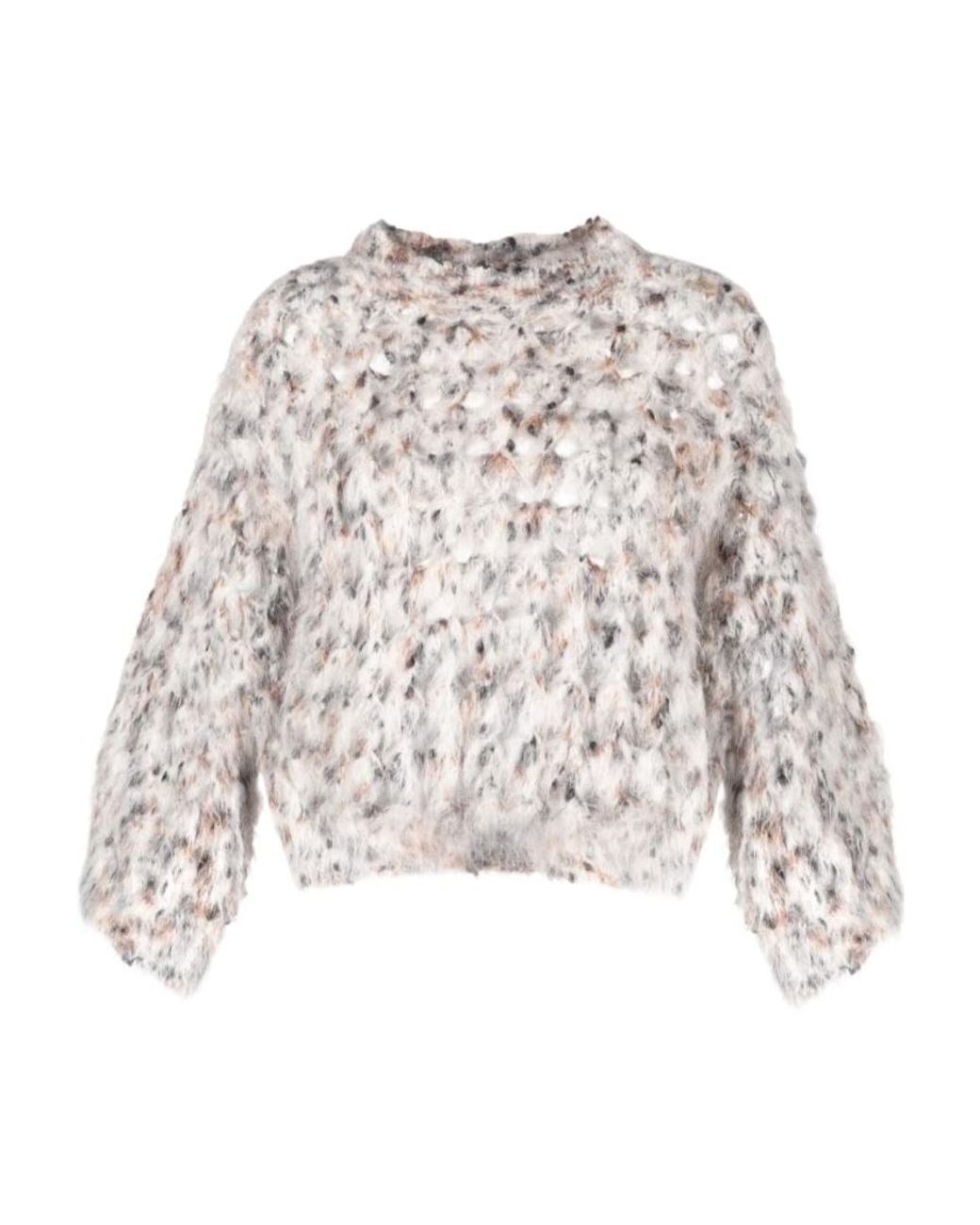 Brunello Cucinelli Natural Fluffy Net Open-Knit Jumper