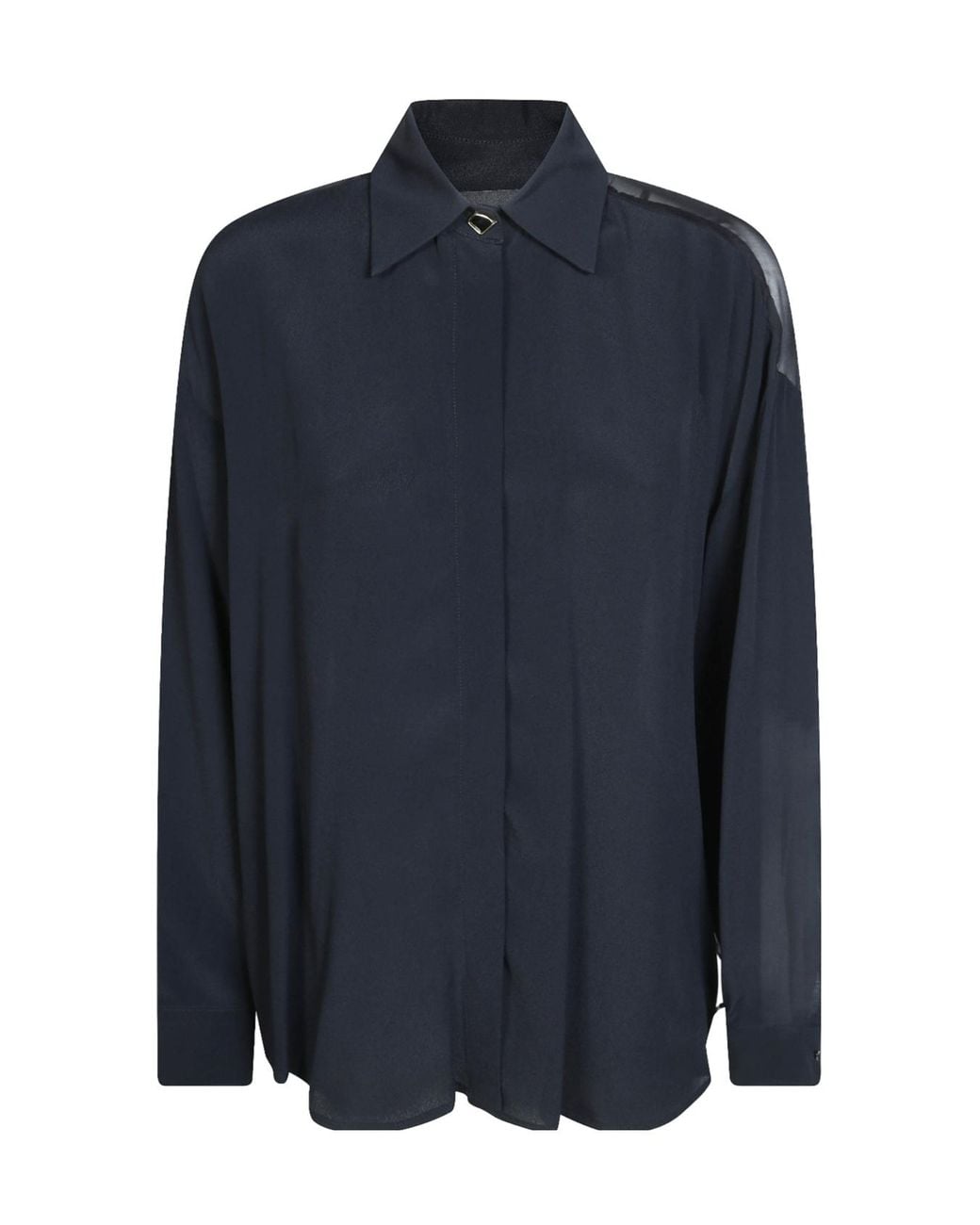 Dondup Blue Oversized Crepe De Chine Shirt