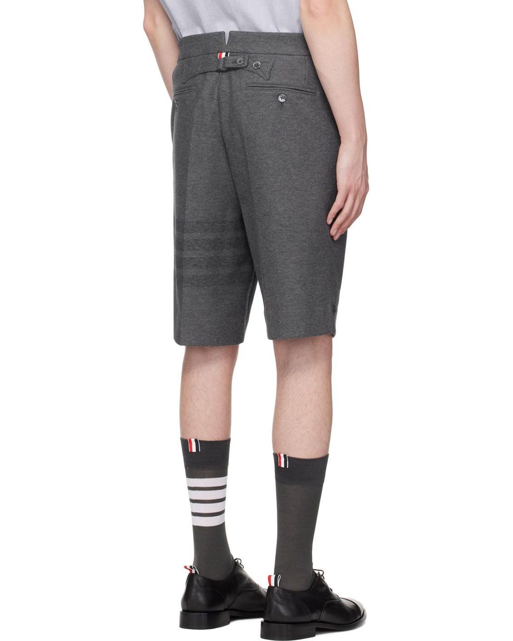 Thom Browne Gray Bar Striped Bermuda Shorts for men