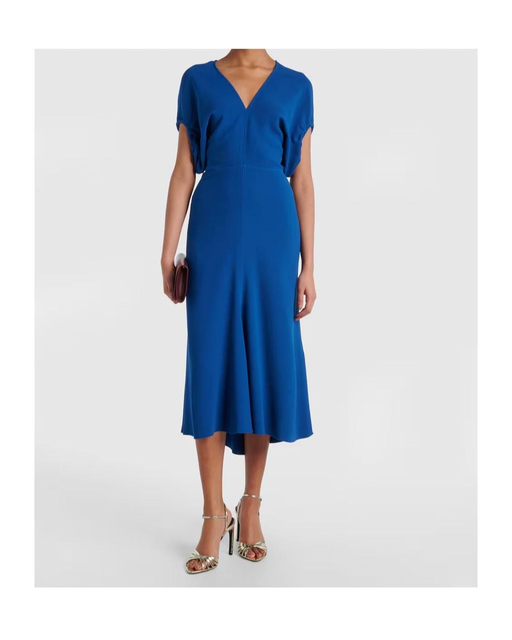 Victoria Beckham Blue Crepe Satin Midi Dress