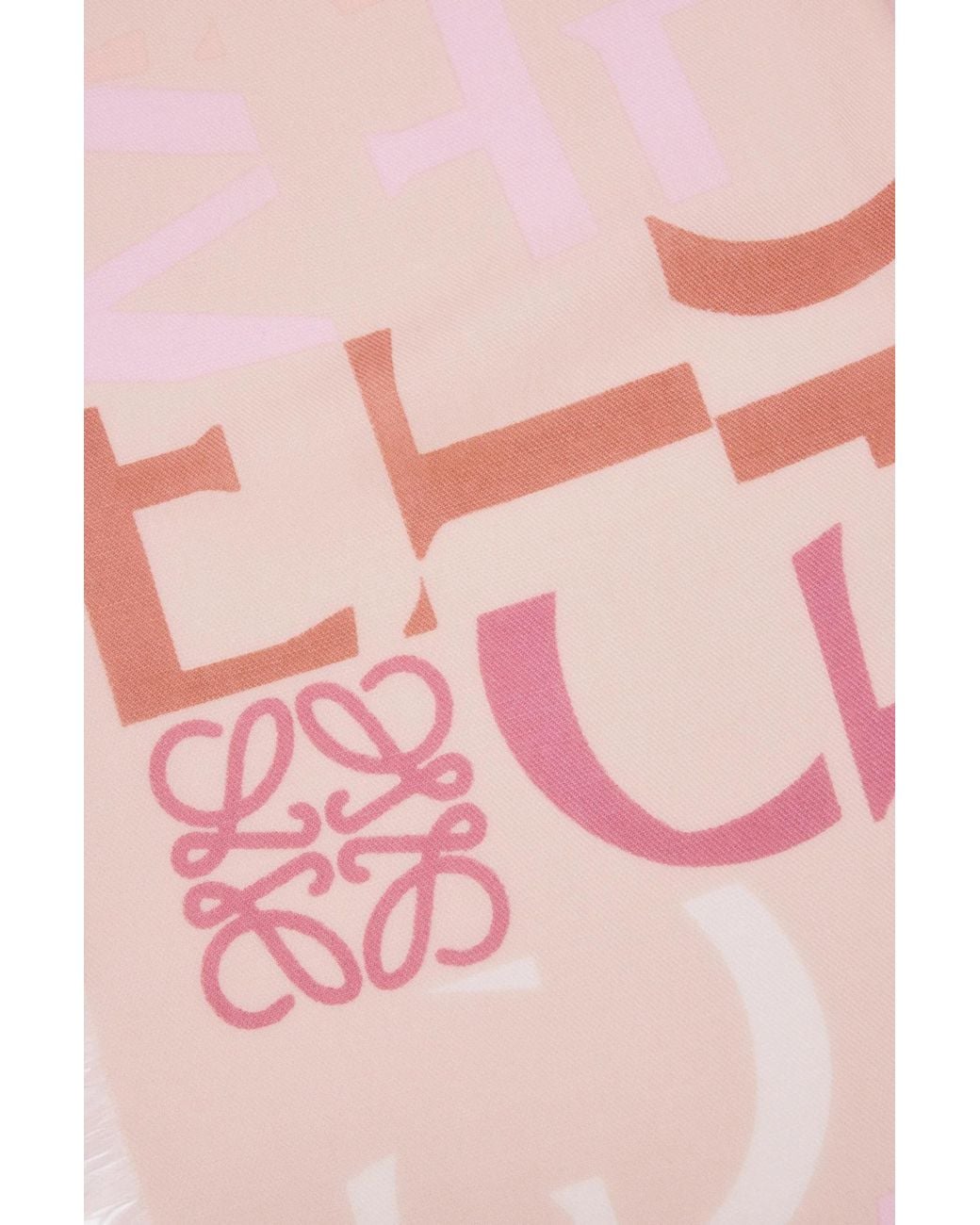 Loewe Pink Logo-Pattern Frayed Edge Scarf