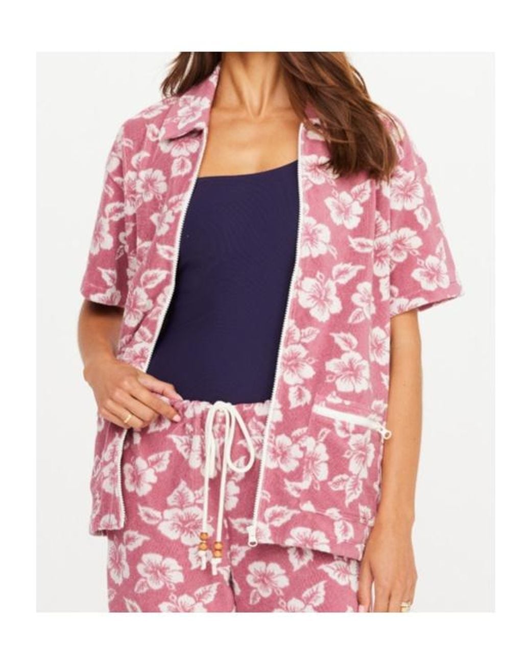The Upside Pink Lahaina Zip Shirt