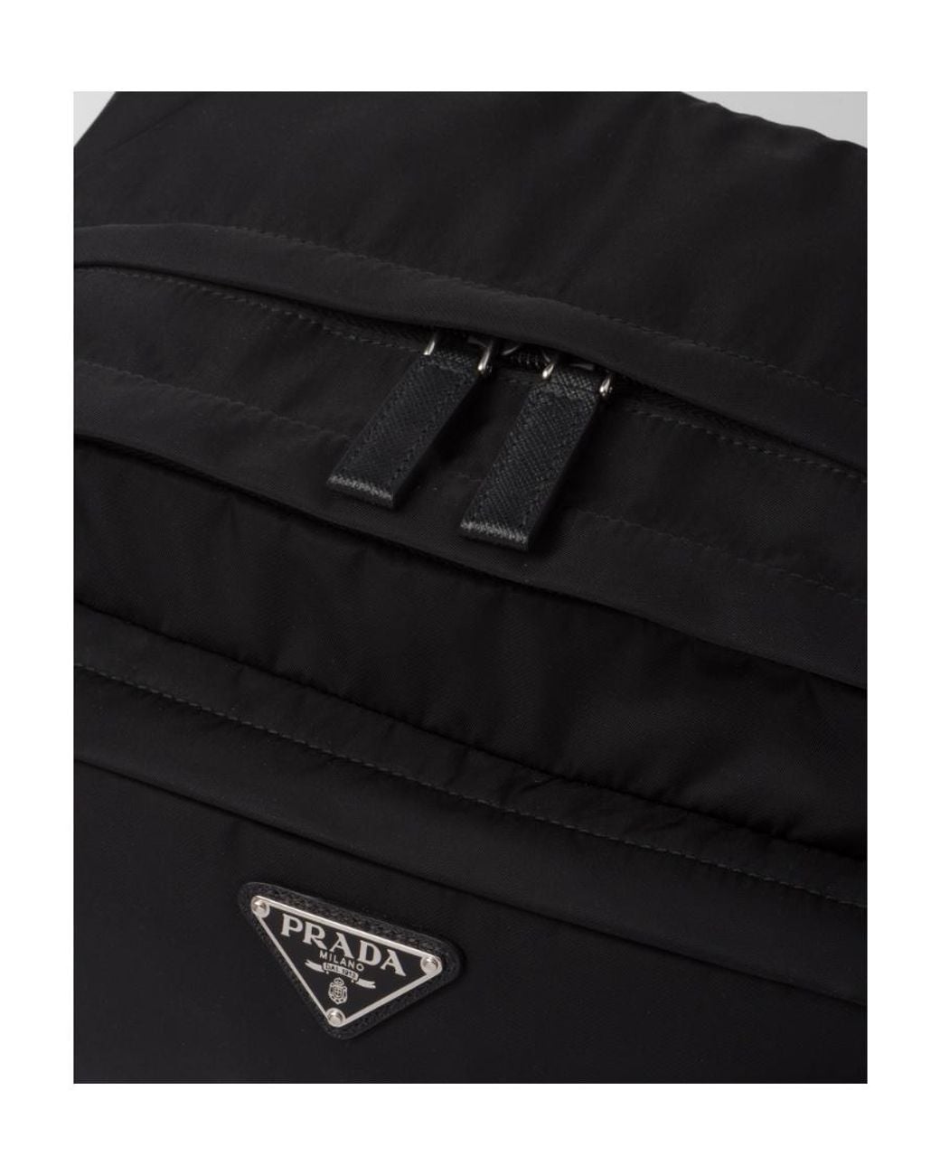 Prada Black Logo Plaque Zipped Backpack for men
