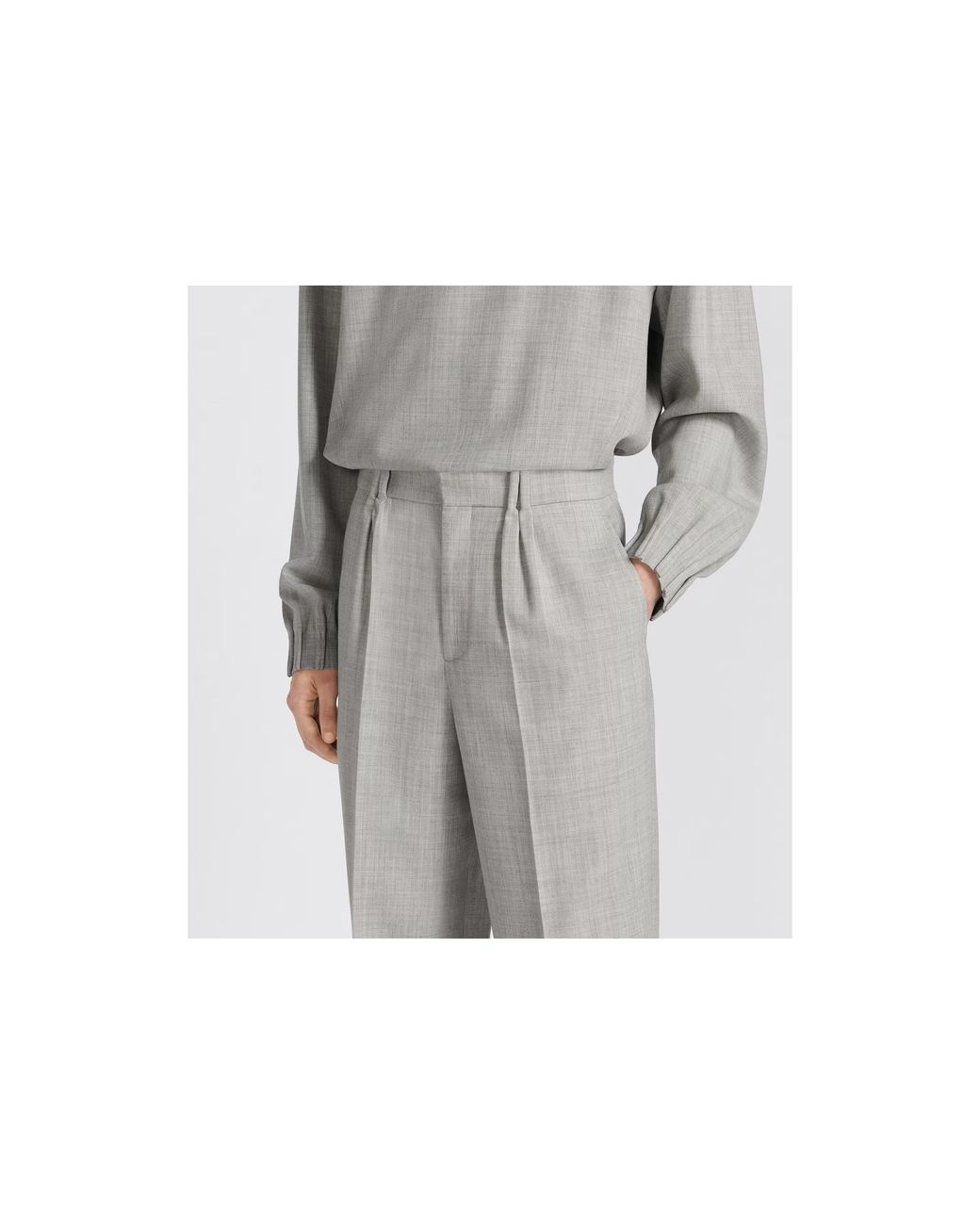 Dior Gray Homme Straight Leg Pleated Pants for men