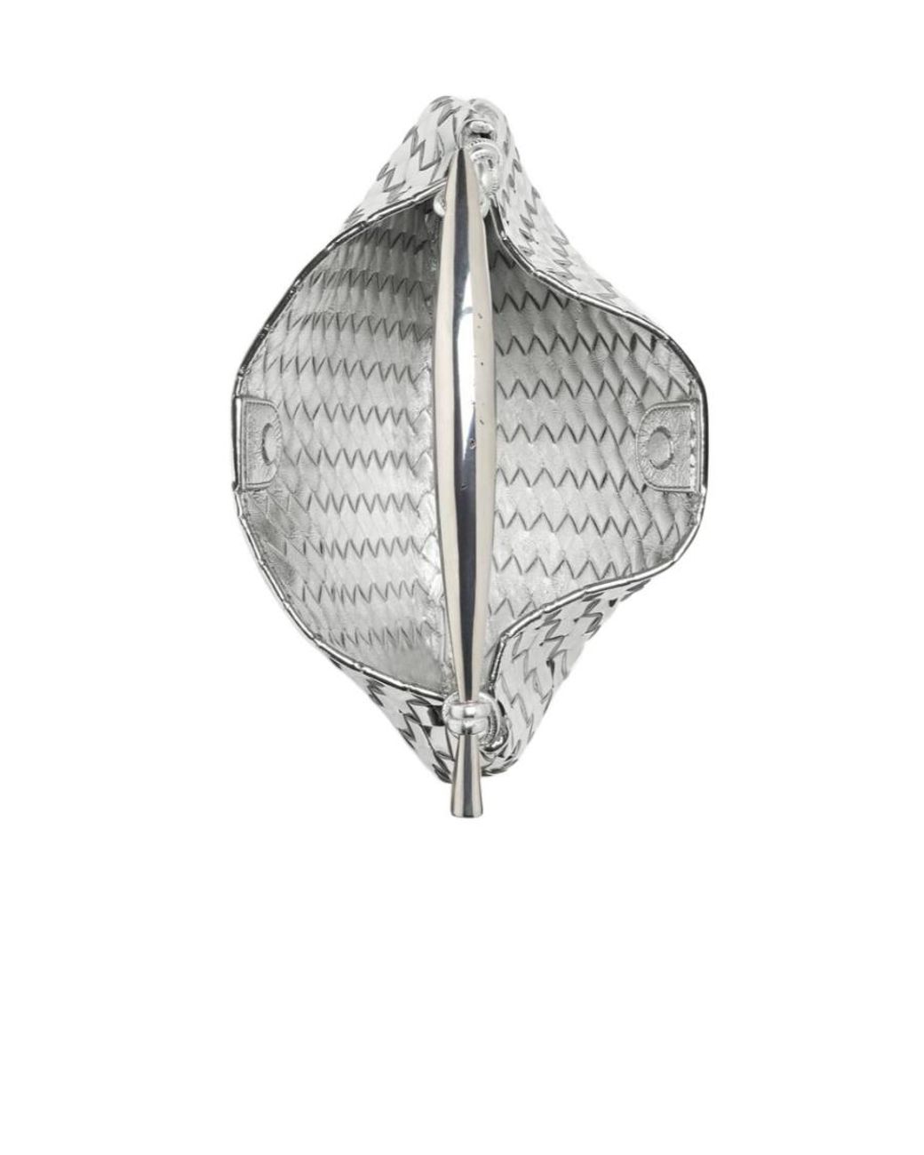 Bottega Veneta Gray Woven Detail Small Handbag
