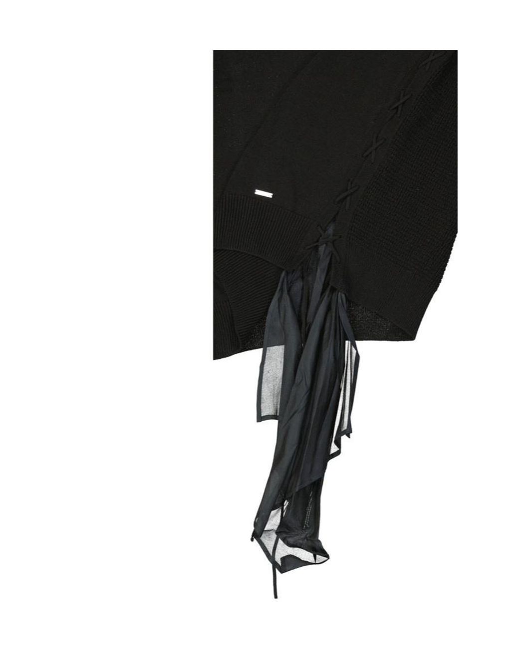 DSquared² Black Lace-Up Draped-Insert Sweater
