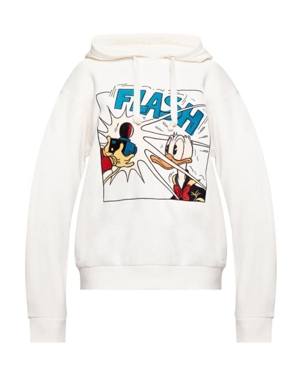 Gucci White Graphic-Print Drawstring Hoodie