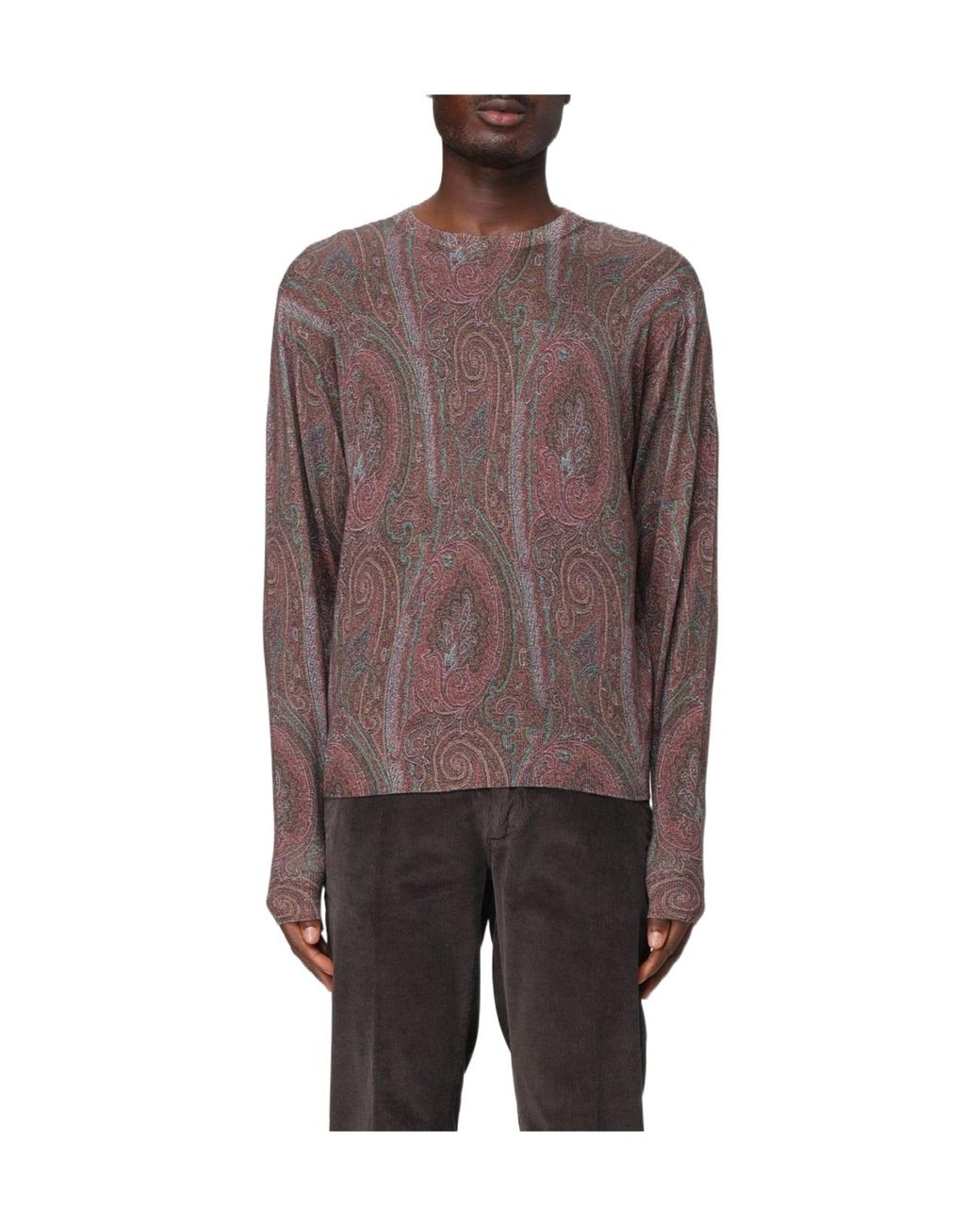 Etro Brown Paisley-Jacquard Sweater for men