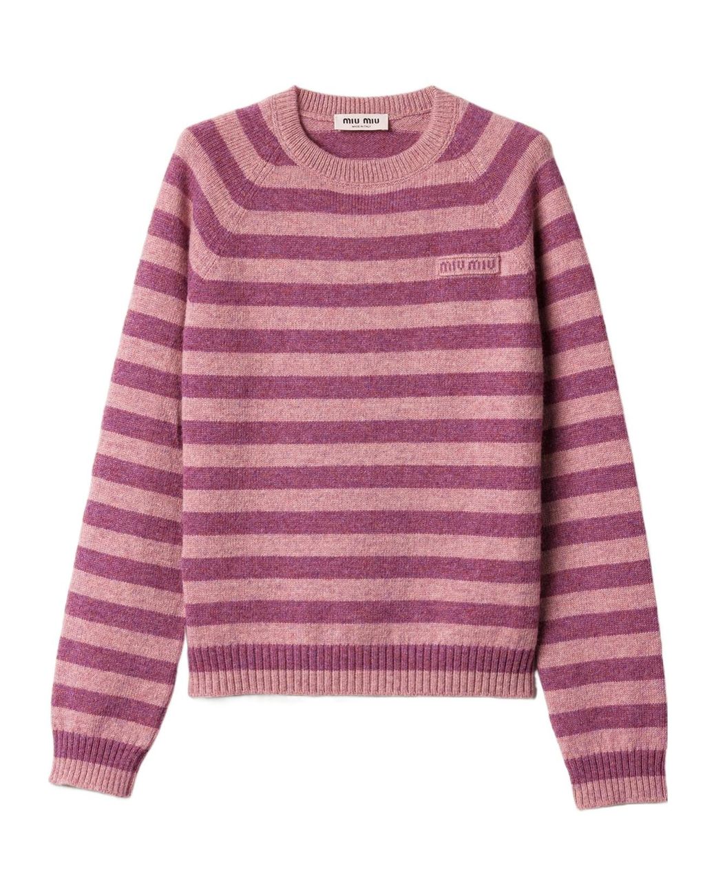 Miu Miu Pink Wool Crew-Neck Sweater