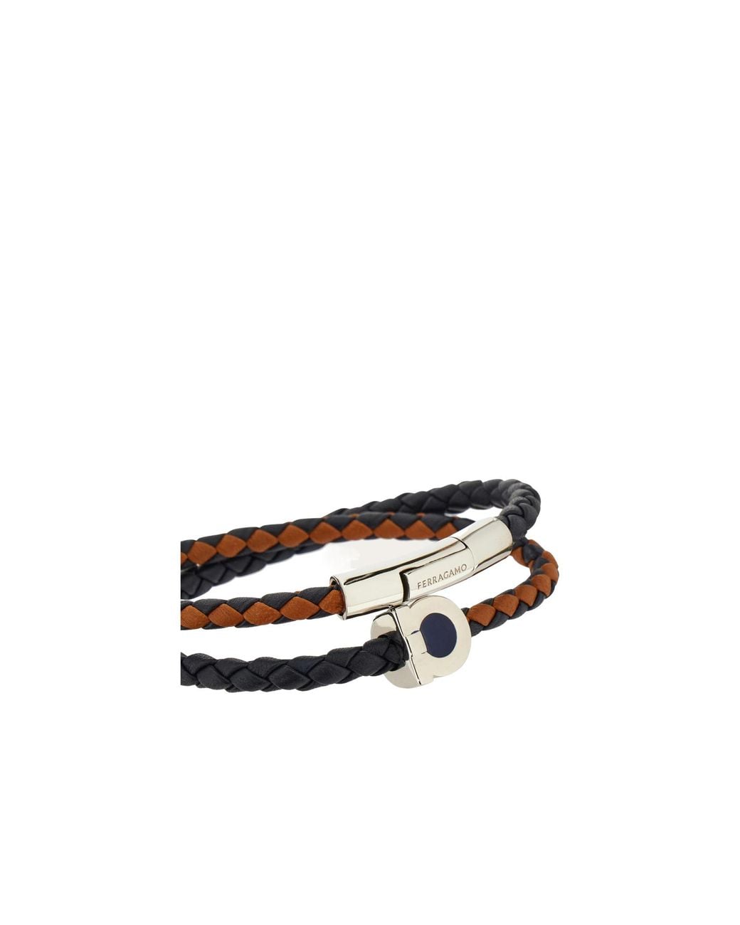 Ferragamo White Ferragamo Gancini Braided Double-Wrap Bracelet for men