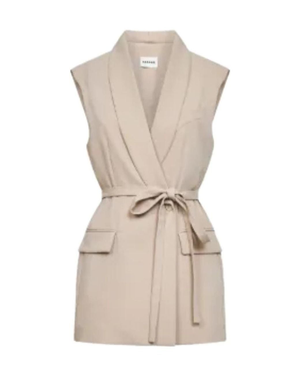 P.A.R.O.S.H. Natural Belted Sleeveless Top