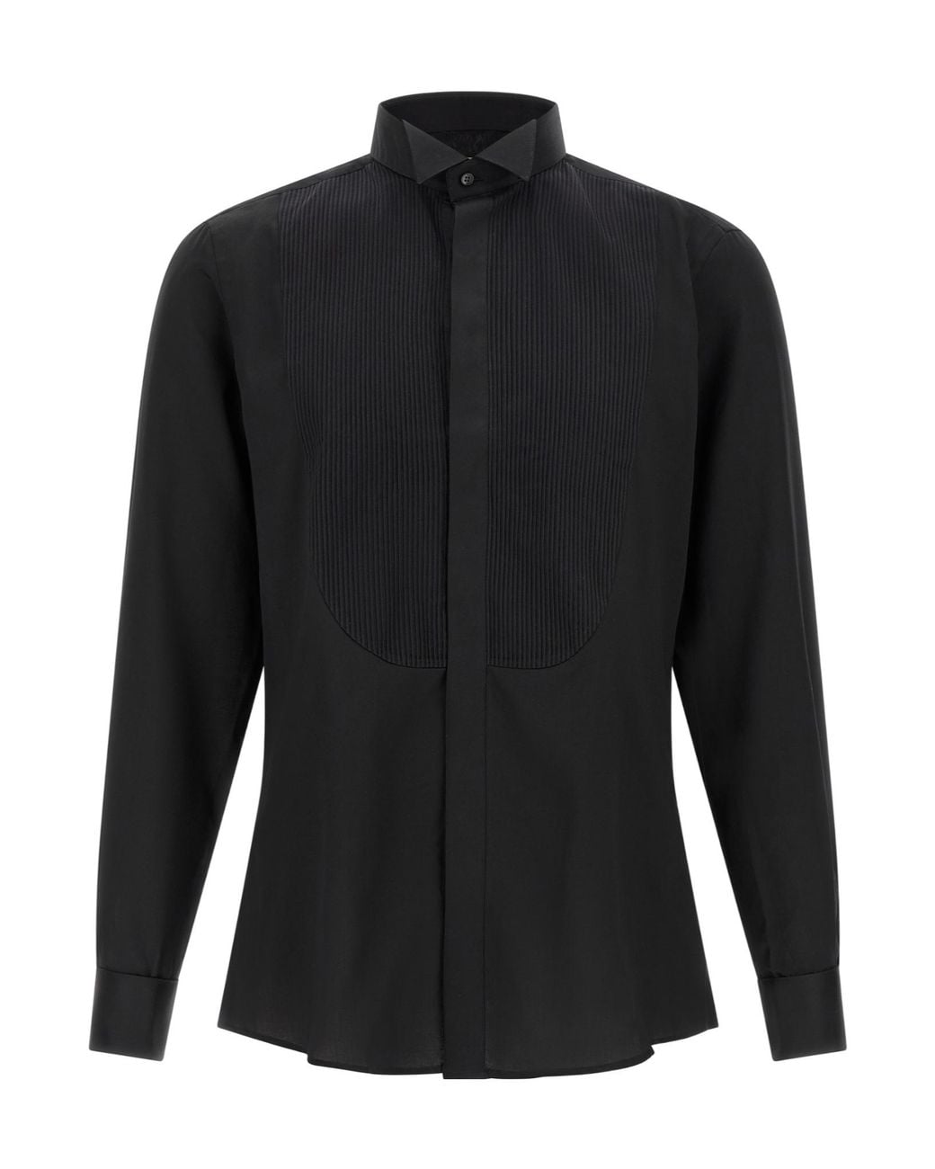Pal Zileri Black Ceremony Pleated Bib Tuxedo Shirt for men