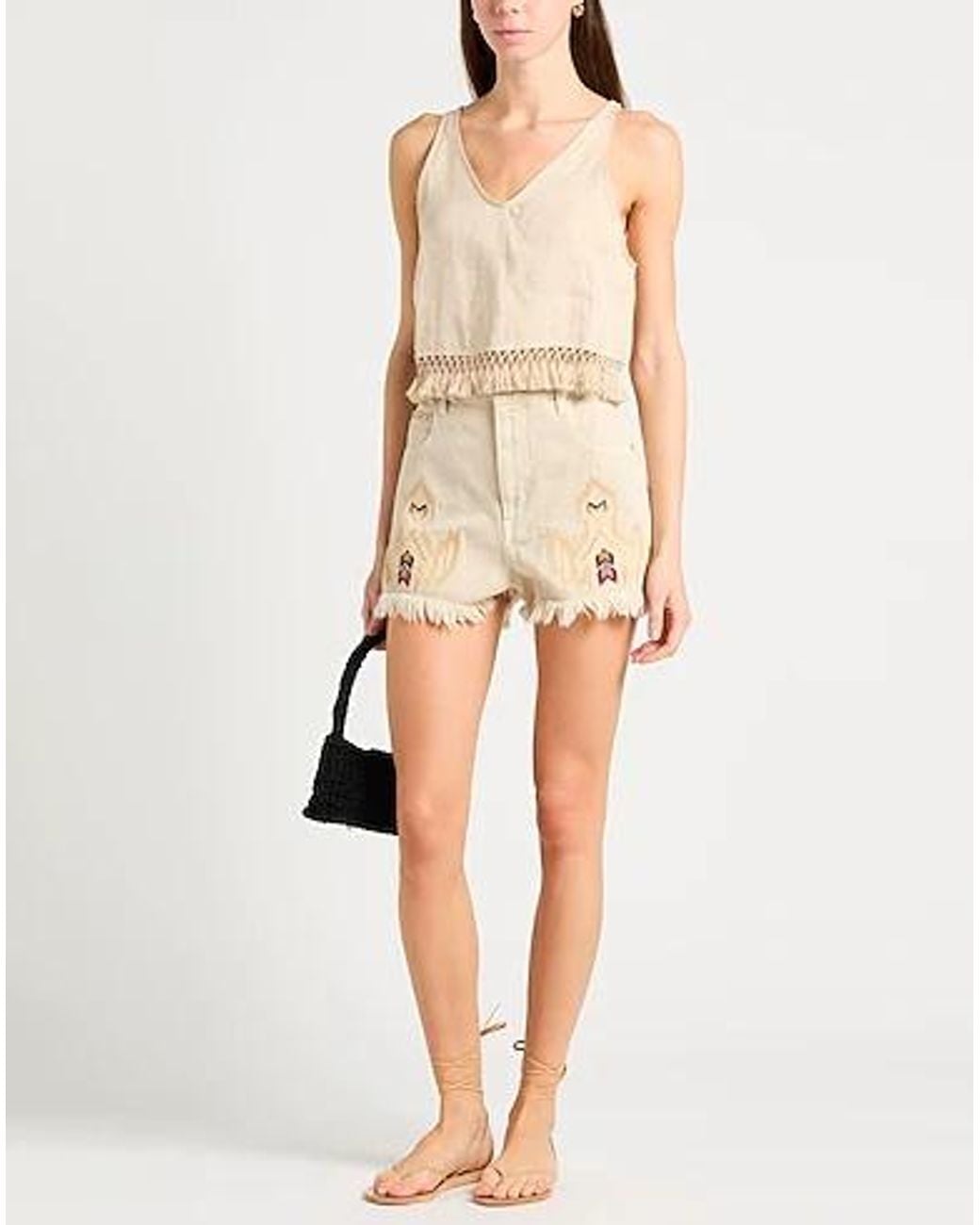 Isabel Marant Natural Denim Shorts Cotton, Hemp