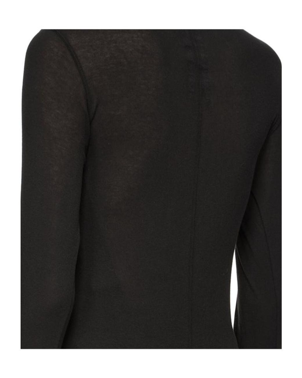 Rick Owens Black Ruched Long-Sleeve Top
