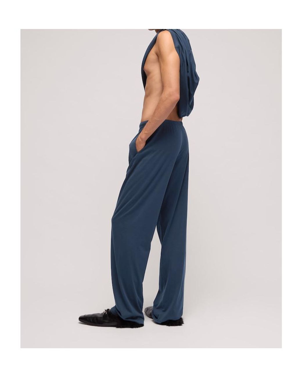 Gucci Blue Sportswear Pants With Embroidery for men