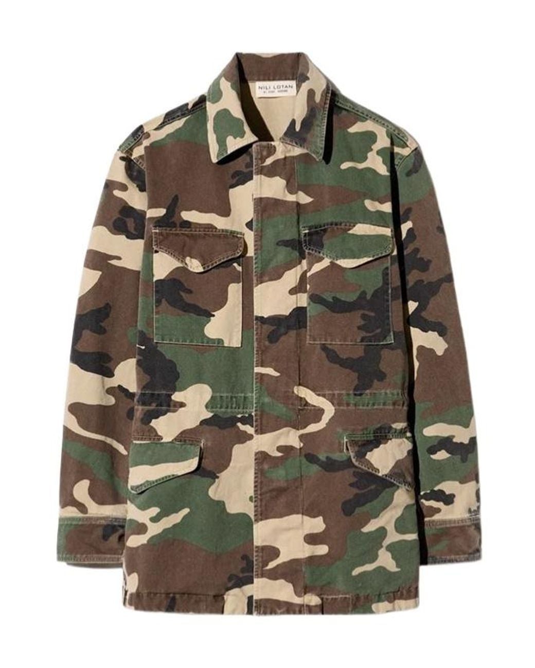 Nili Lotan Green Camouflage Utility Jacket