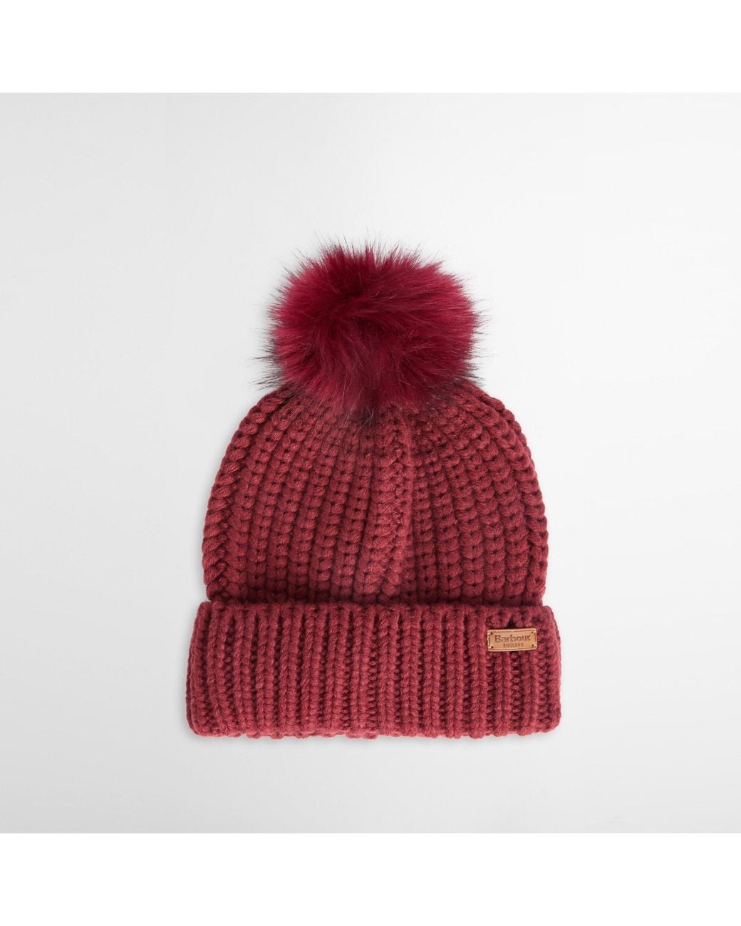 Barbour Red Knitted Beanie And Scarf Set