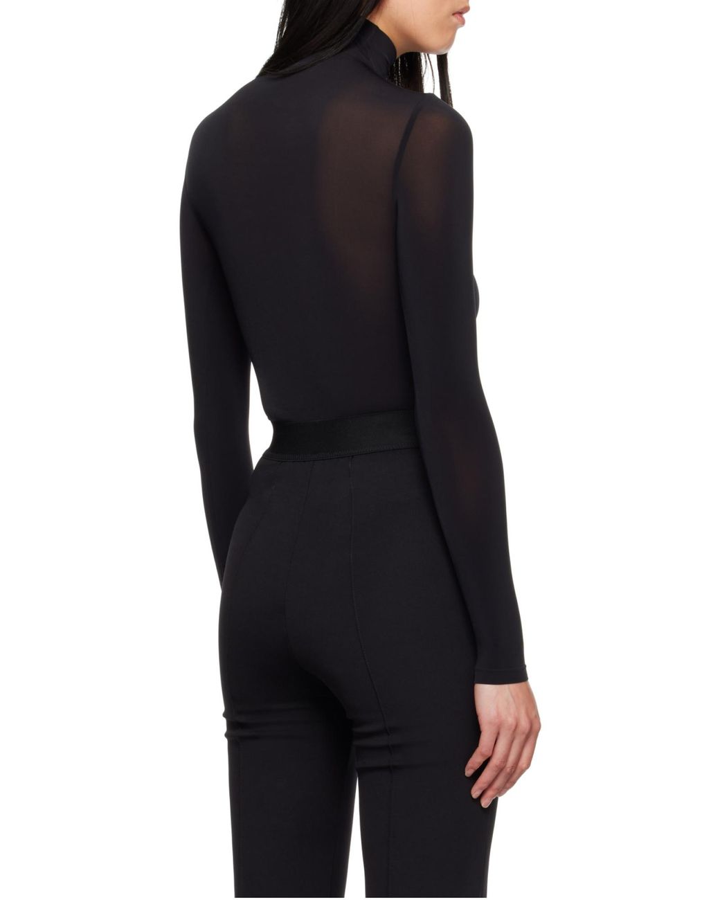 Wolford Black Buenos Aires String Semi-Sheer Bodysuit