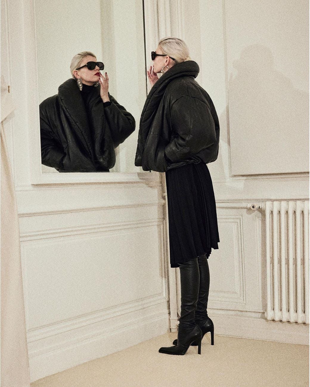 Saint Laurent Black Cassandre Puffer Jacket