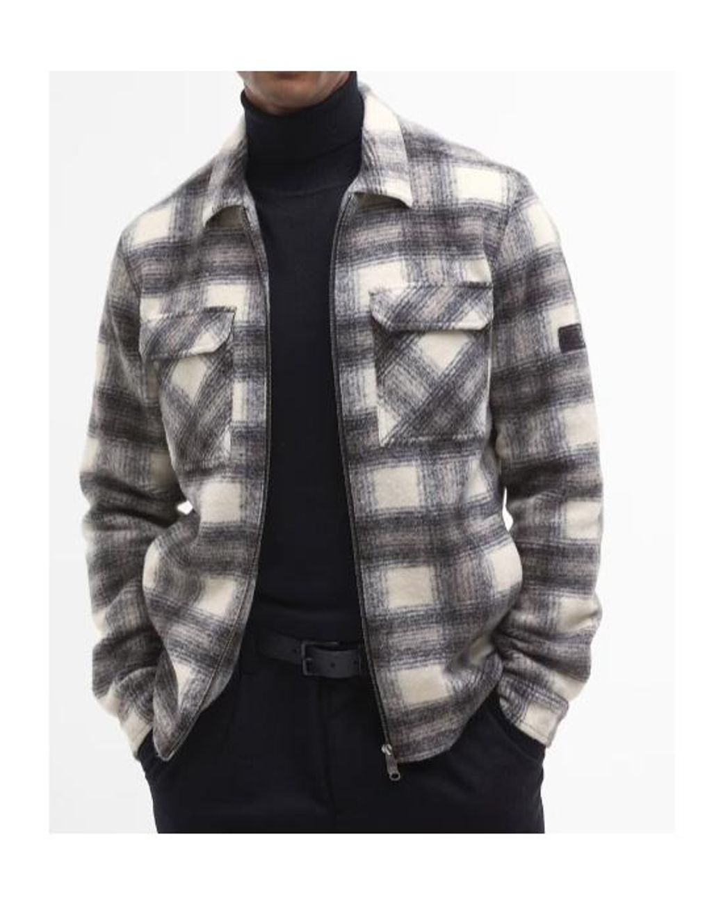 Barbour Gray Clayton Brushed Fleece Overshirt for men