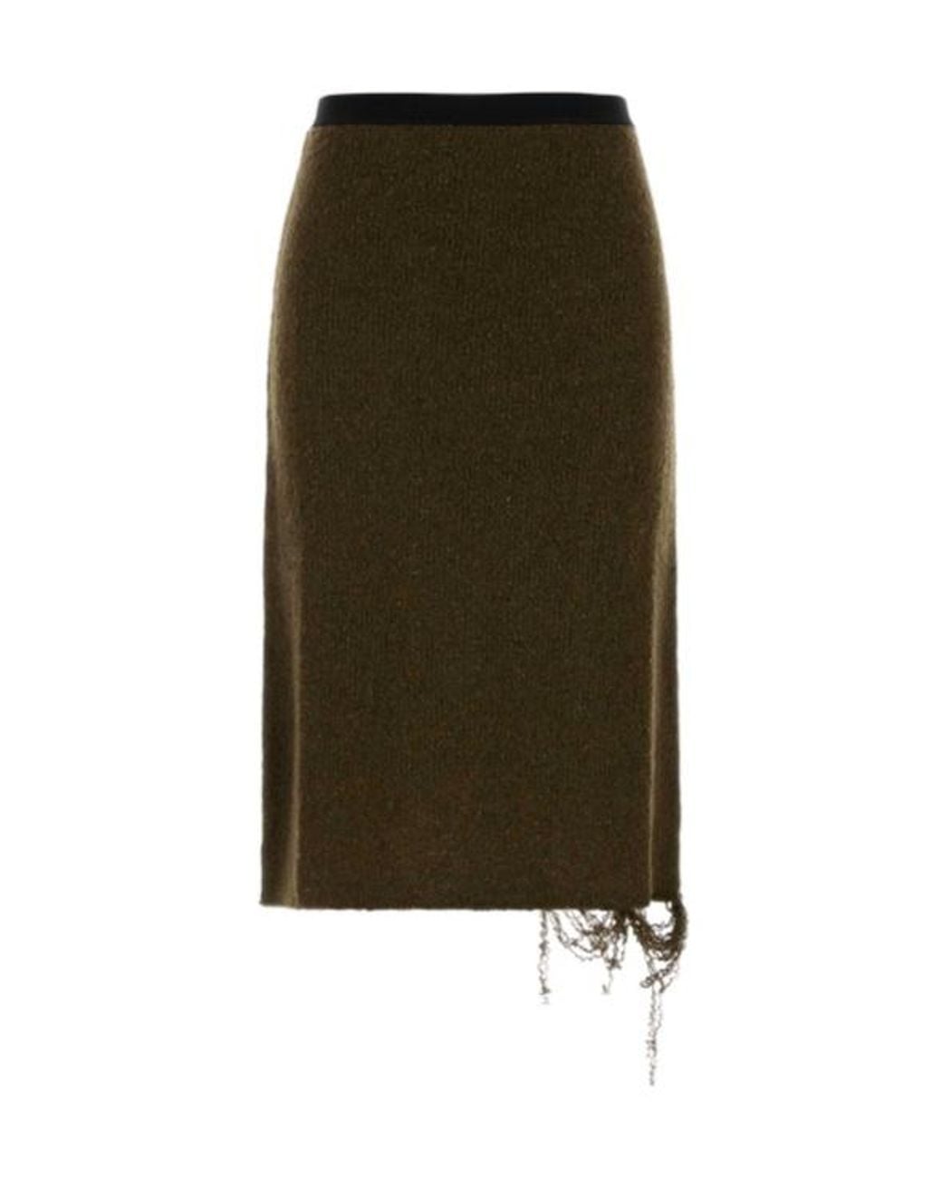 MM6 by Maison Margiela Green Distressed Hem Knitted Skirt