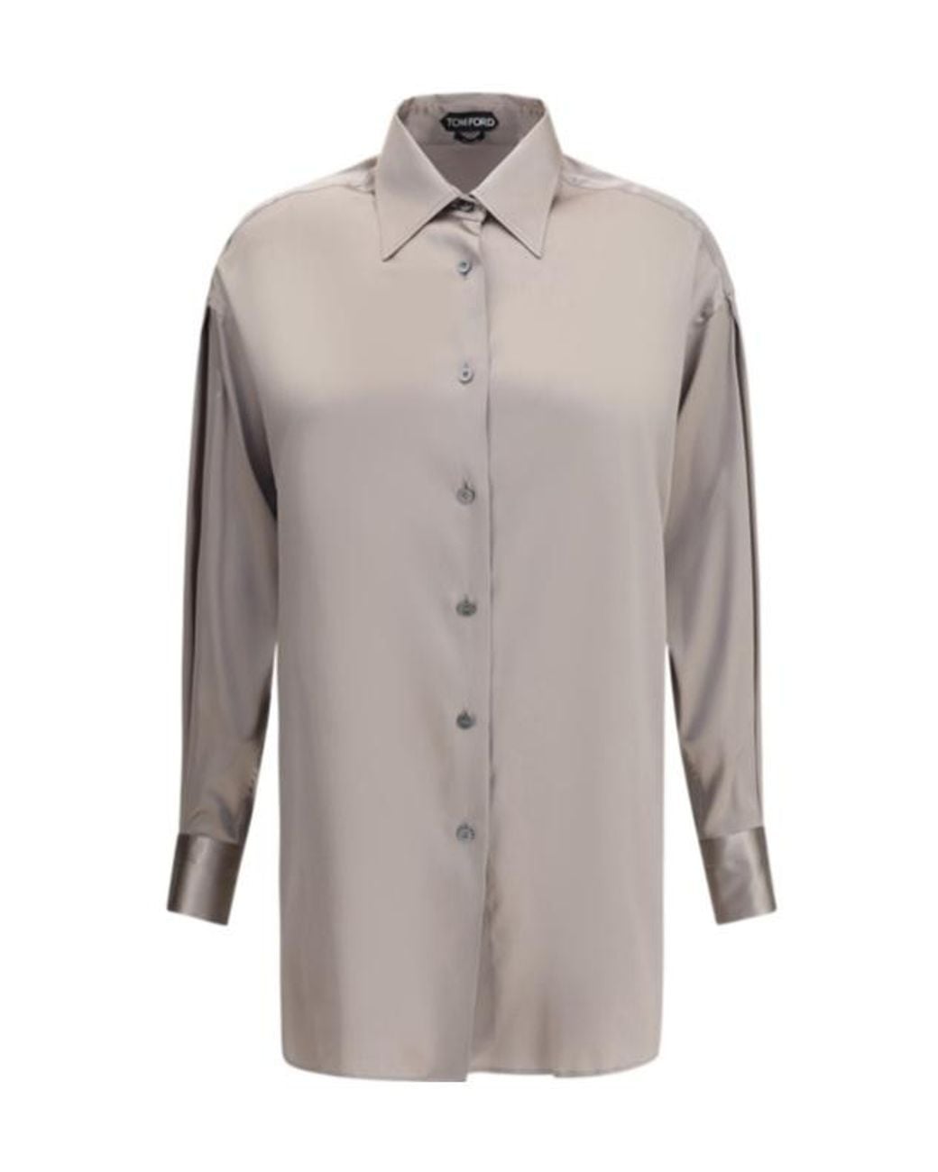 Tom Ford Gray Satin Relaxed Fit Shirt
