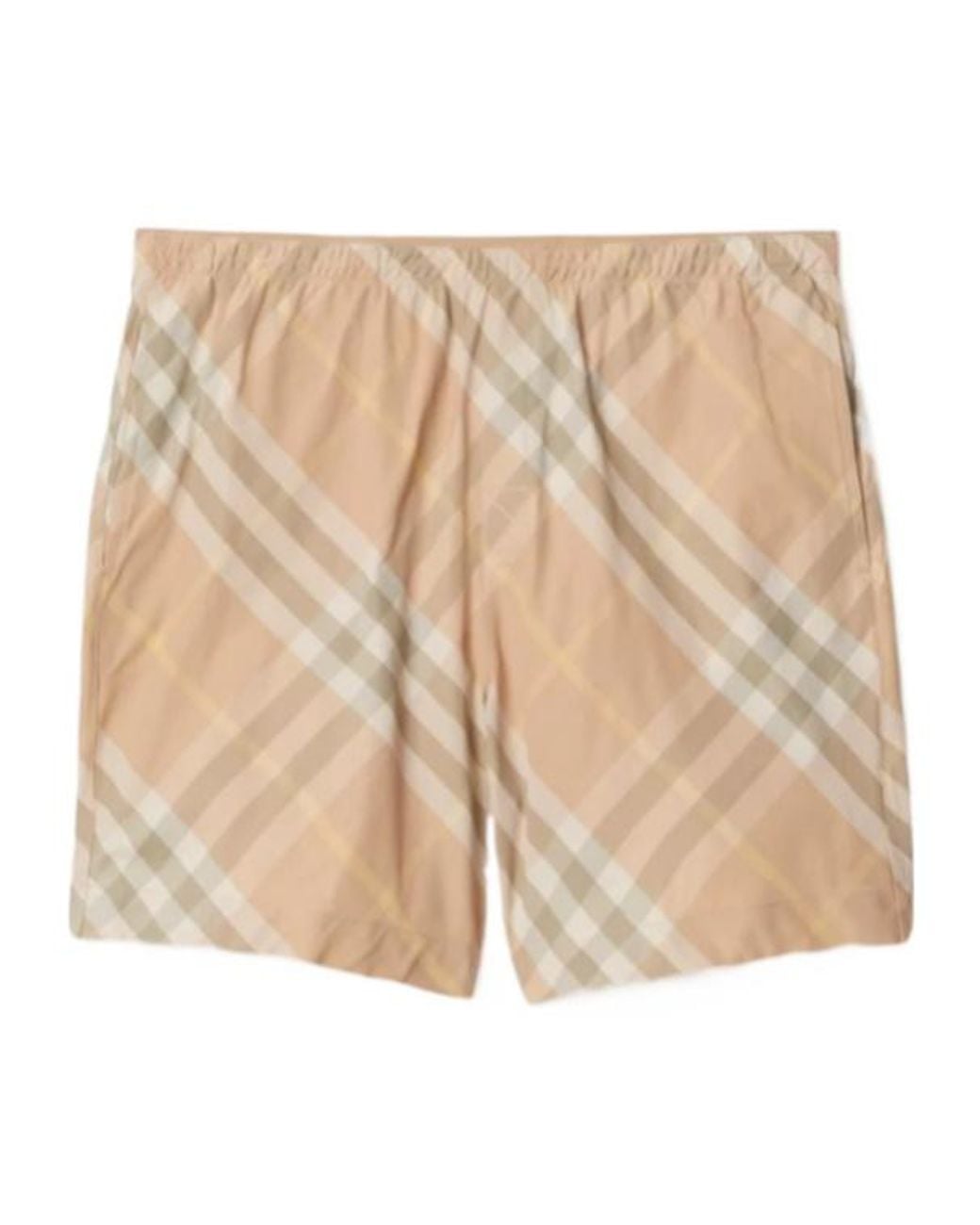 Burberry Natural Checked Elasticated-Waistband Swim Shorts for men