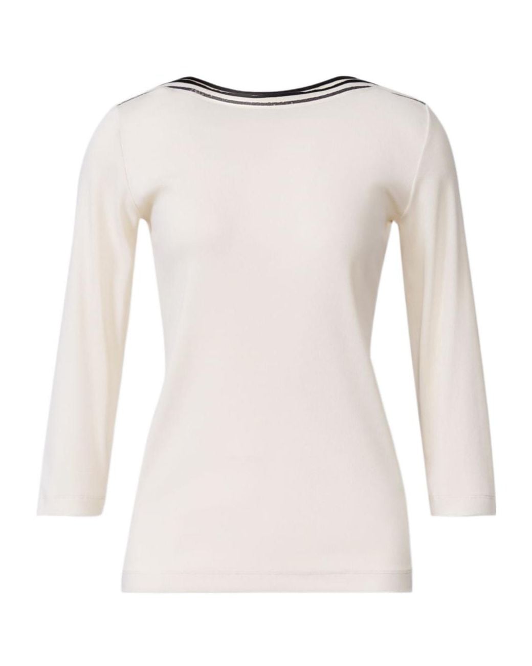 Fabiana Filippi White Boat-Neck Embellished Ribbed Top