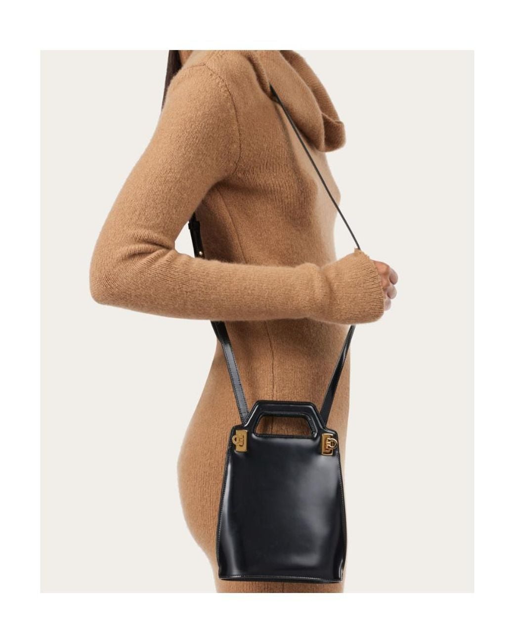 Ferragamo Black Ferragamo Wanda Mini Top Handle Bag