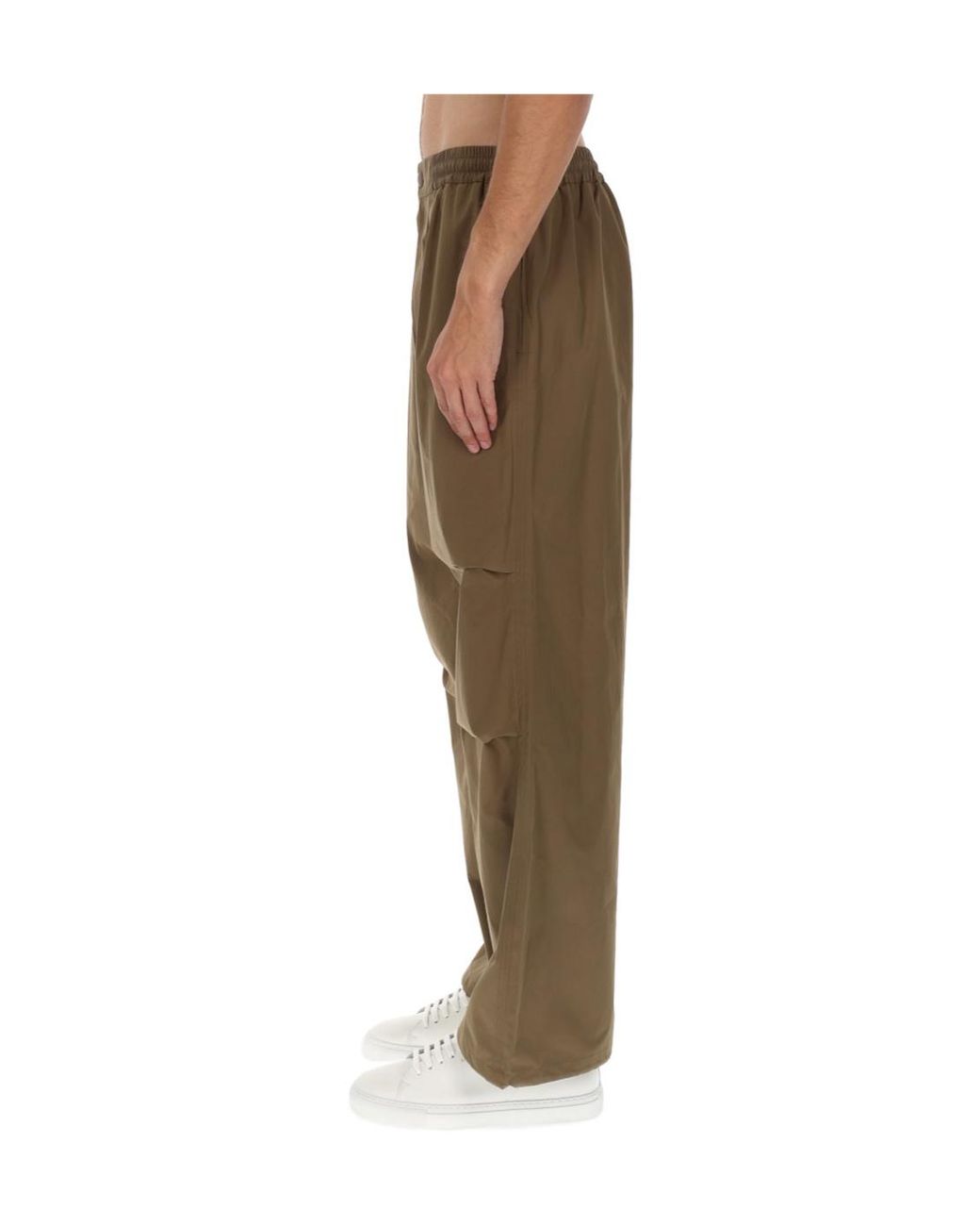 A.P.C. Green Wide Leg Elasticated Waistband Trousers for men