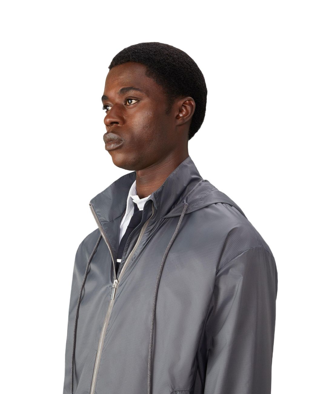 Thom Browne Gray Logo-Patch Ripstop Lightweight Jacket for men