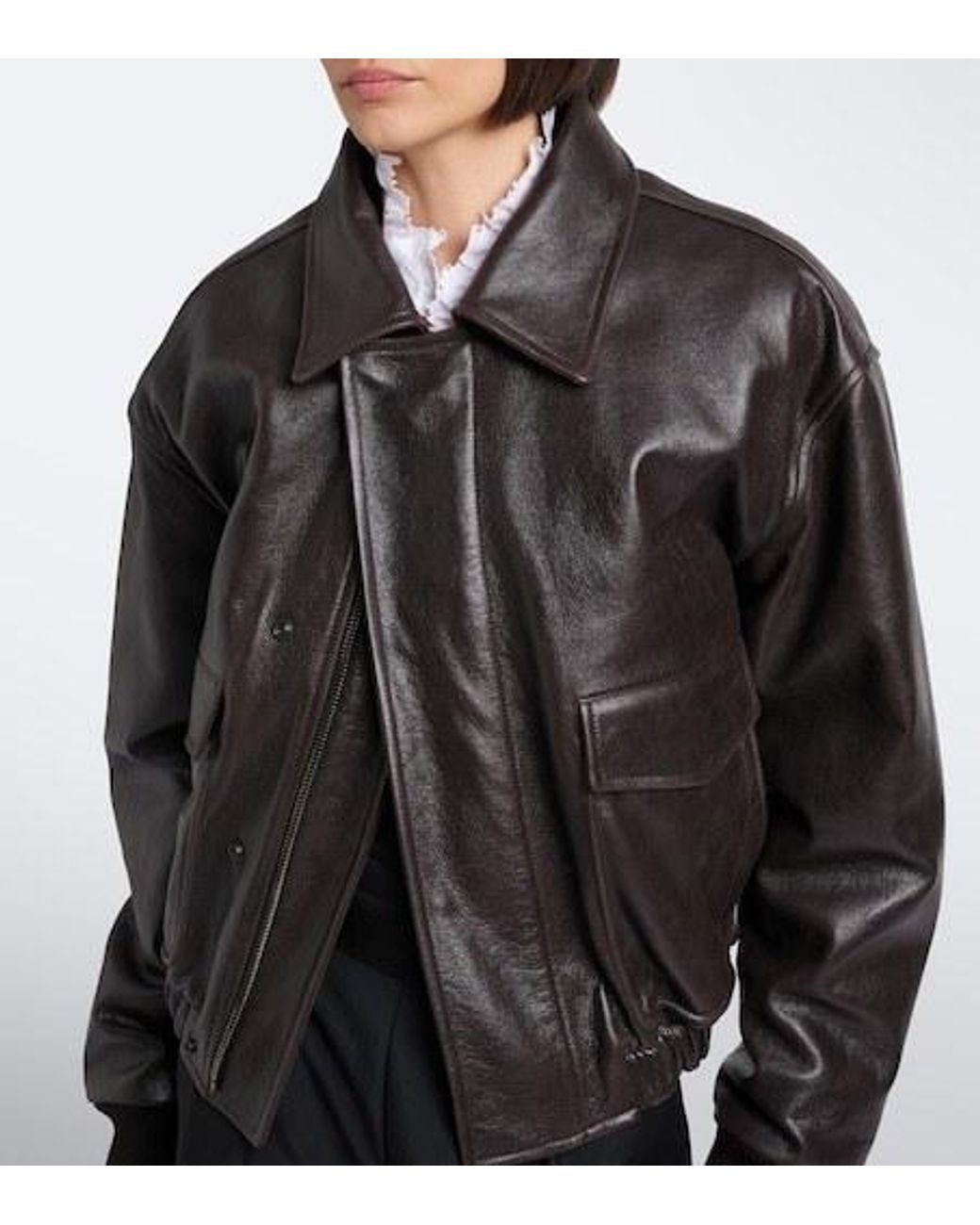 Lemaire Black Shearling-Trimmed Leather Blouson Jacket