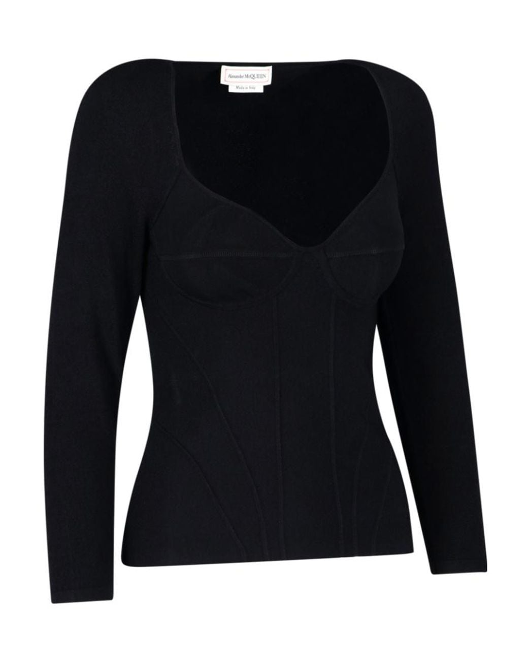McQueen Black Long Sleeved Stretched Top