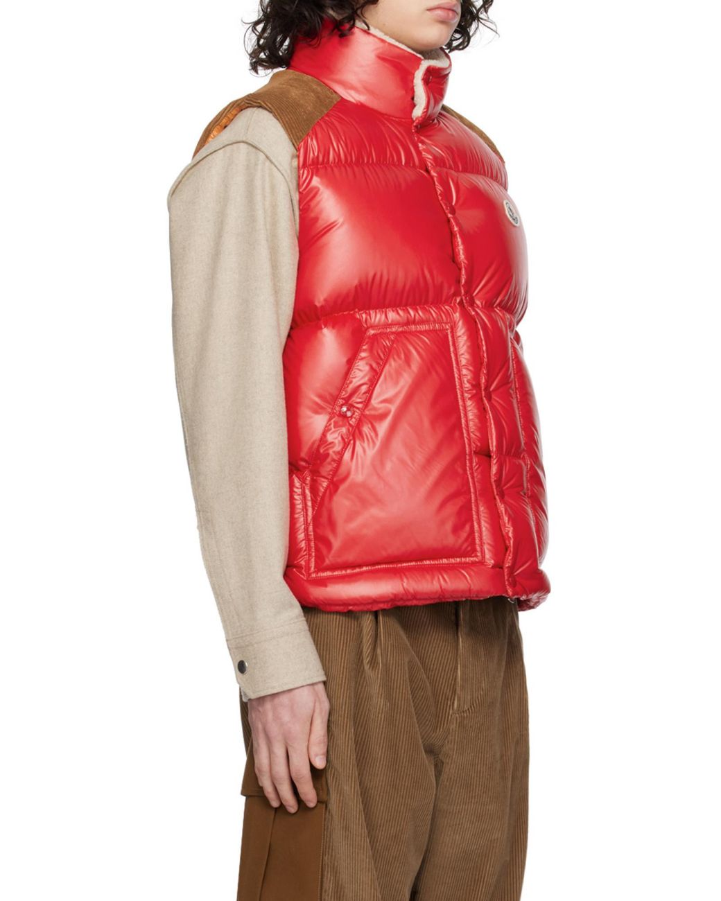 Moncler Red Ardeche Button-Up Down Vest for men