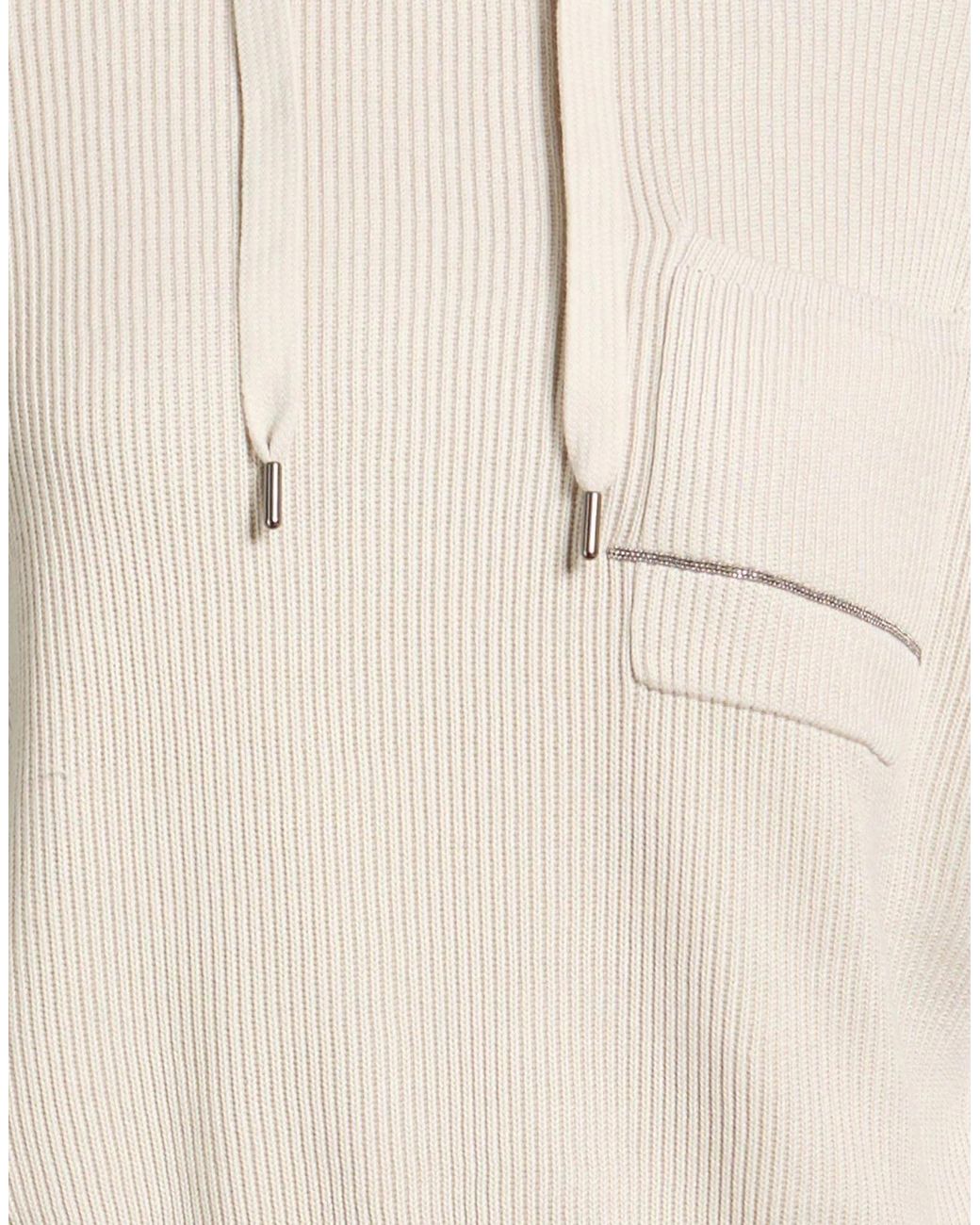 Brunello Cucinelli Natural Solid Color Knit Short-Sleeve Sweatshirt