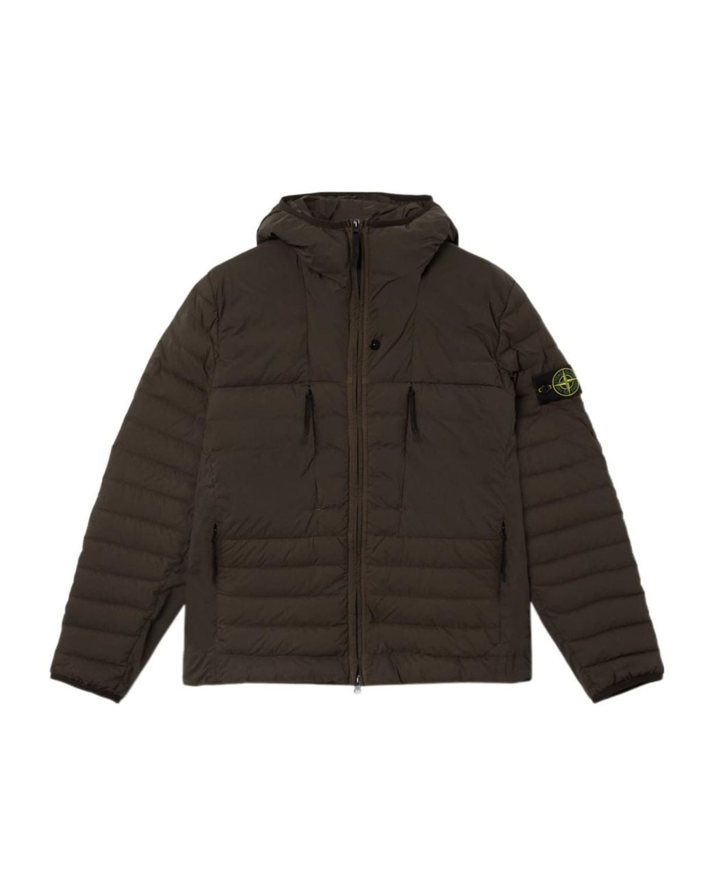 Stone Island Brown Zip-Up Down Jacket for men