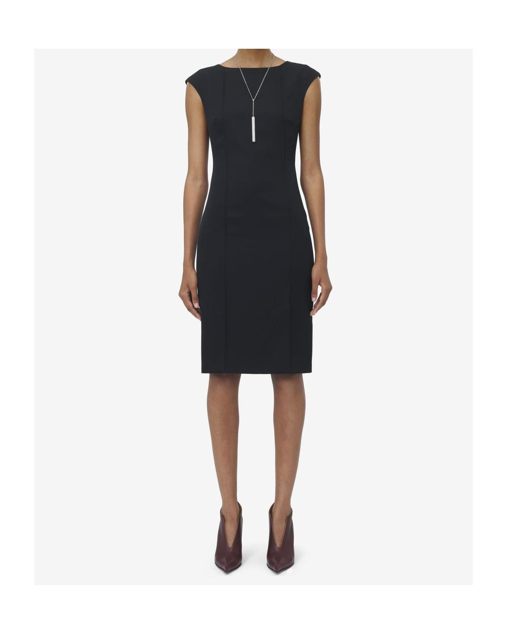 McQueen Black Wool Pencil Mini Dress