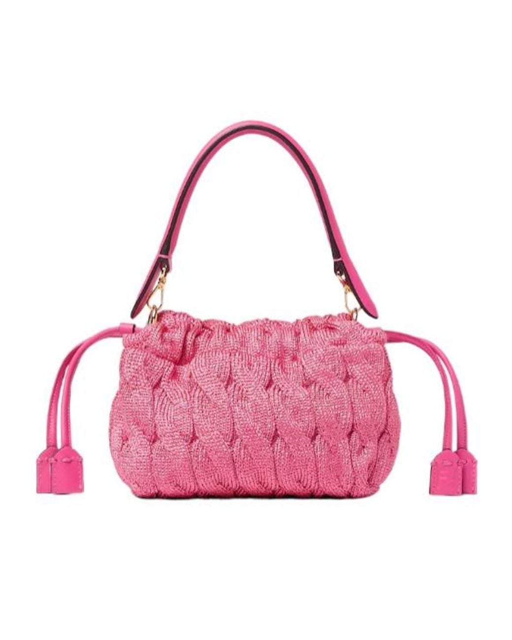 Fendi Pink Fuchsia Cable-Knit Mini-Bag