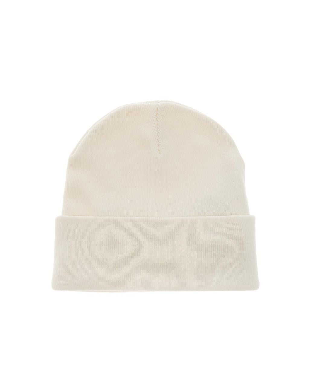 Palm Angels White Logo Knit Hat for men
