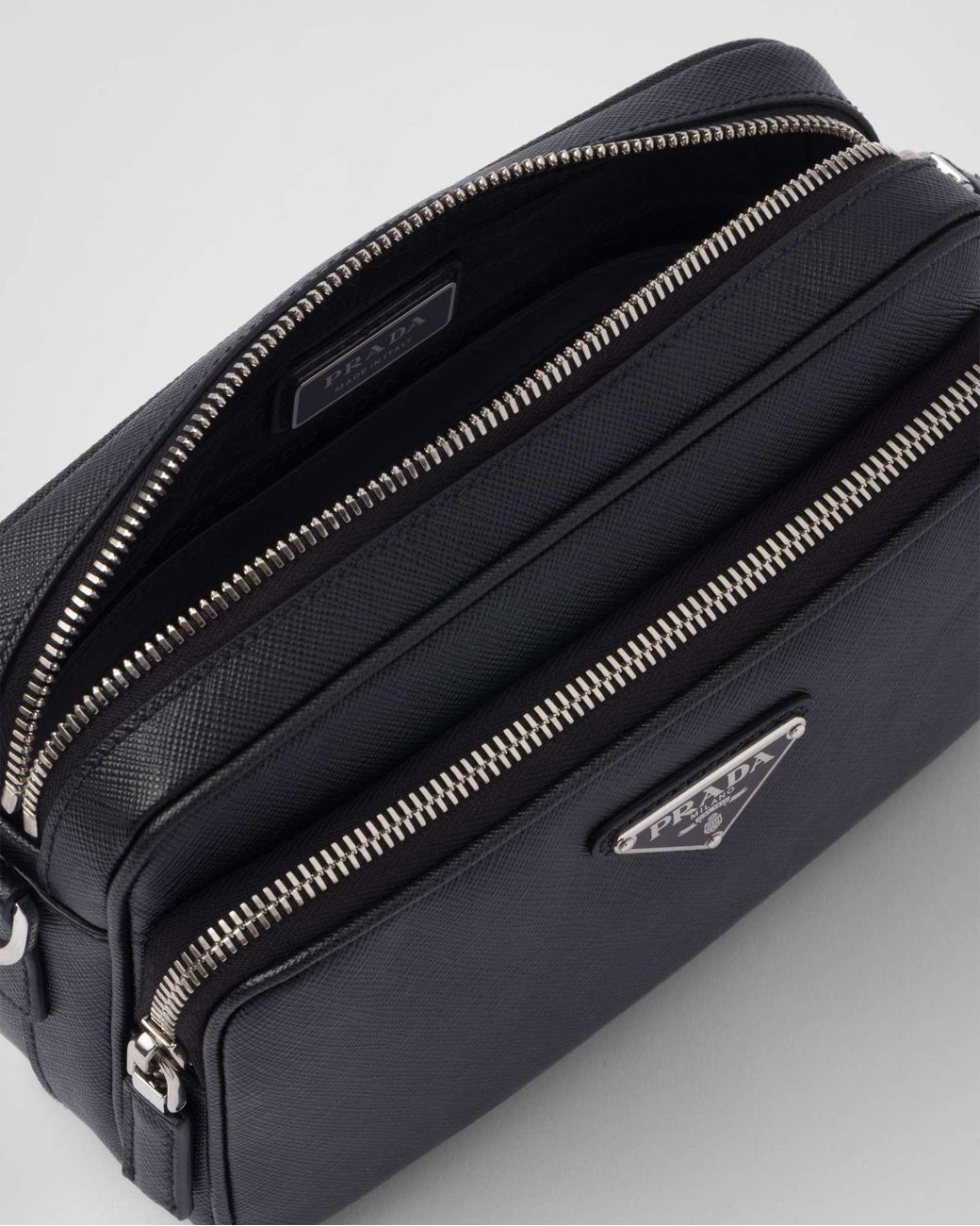 Prada Black Triangle-Logo Zipped Shoulder Bag for men