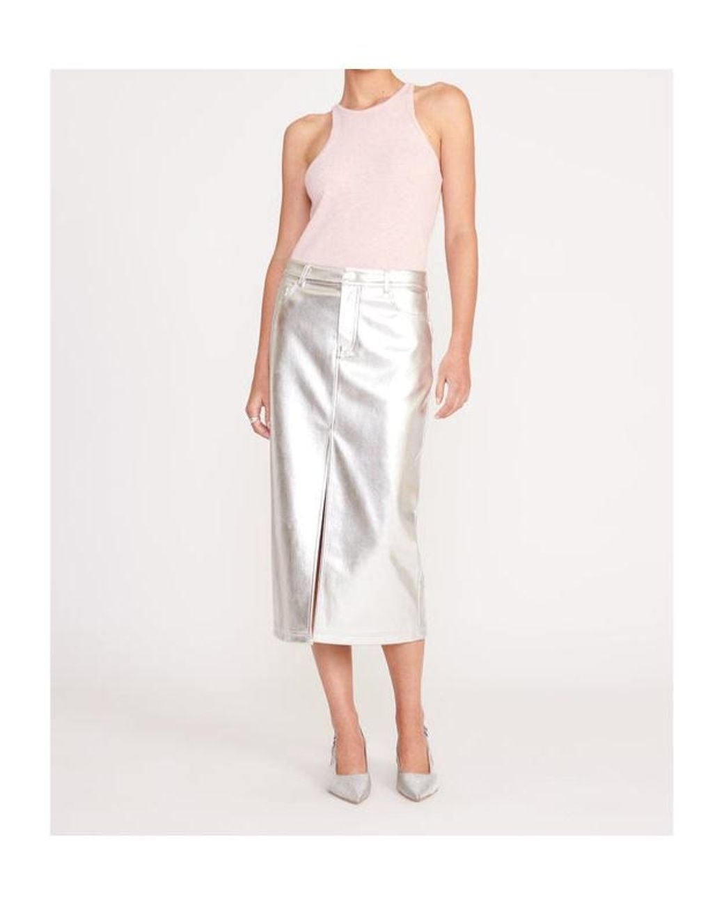 Staud Gray Logo Skirt