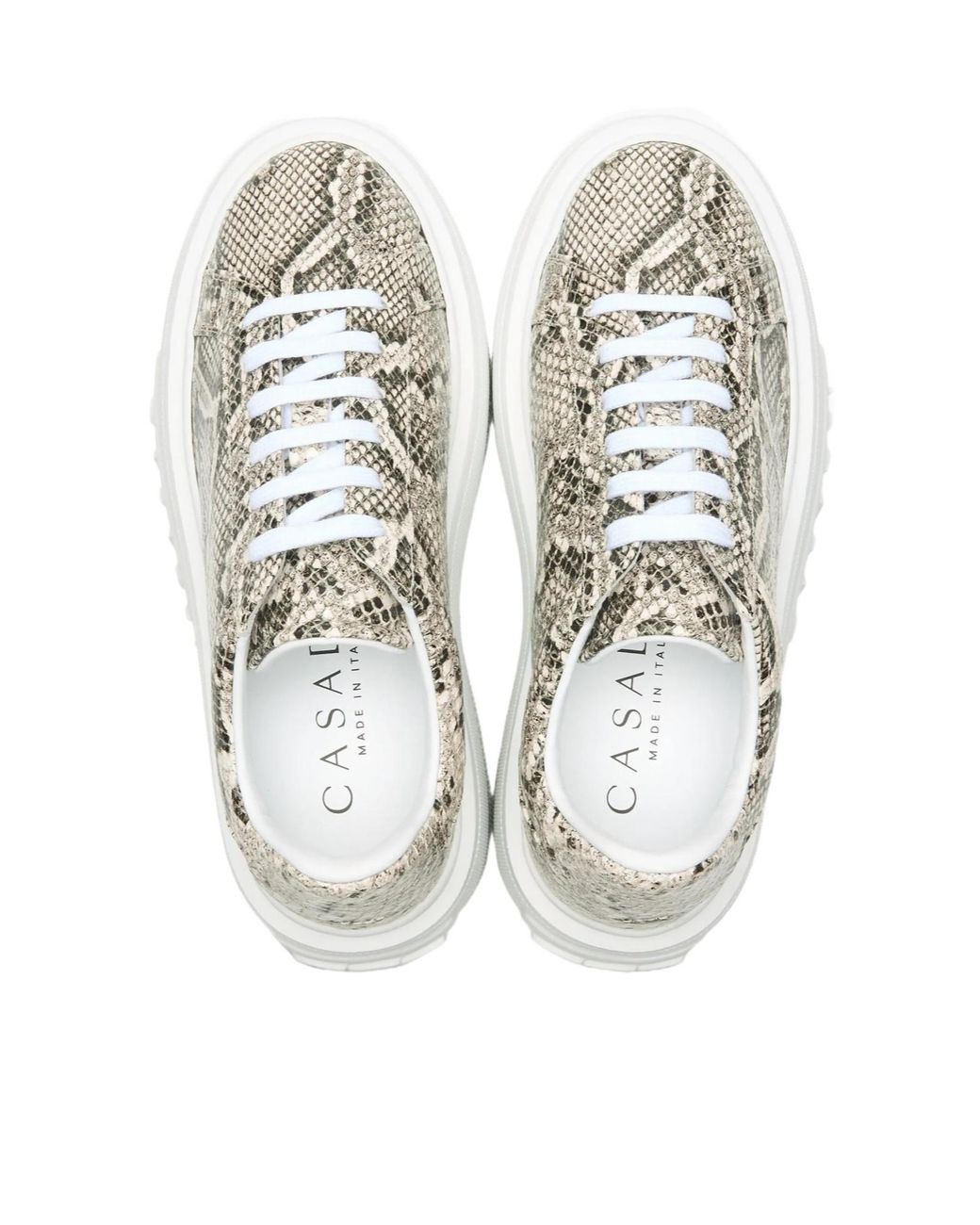Casadei White Nexus Basilisco Python-Print Sneakers