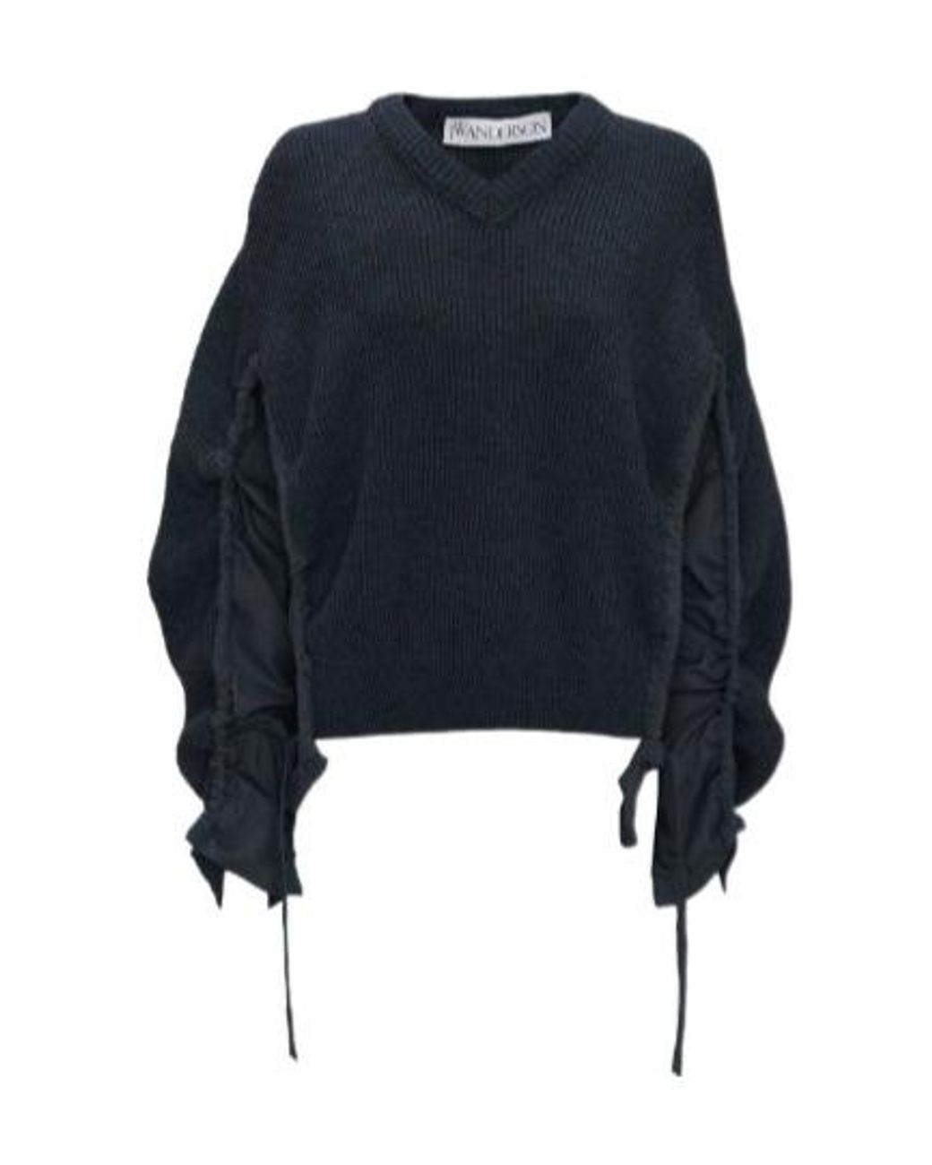 J.W. Anderson Blue Ruched-Detail Wool-Blend Jumper