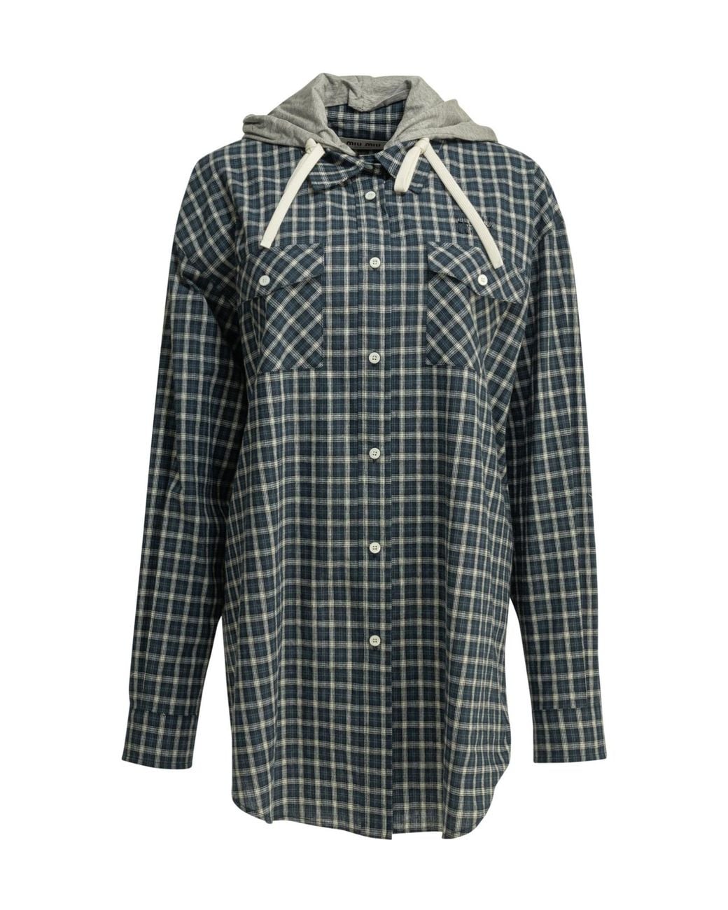 Miu Miu Gray Checked Flannel Shirt