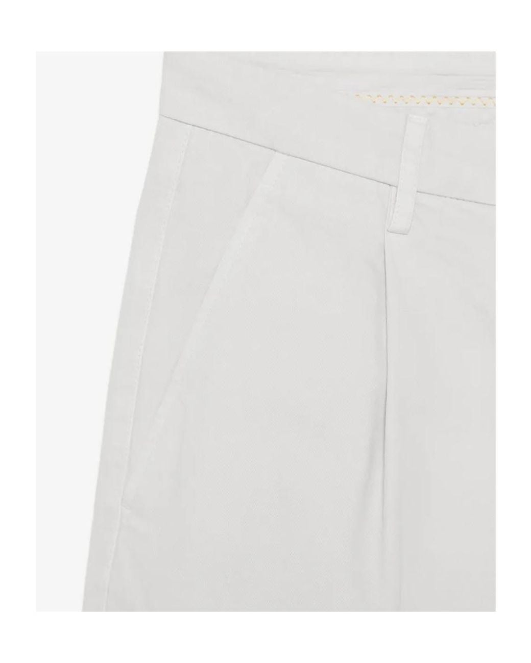Aspesi White Pleated Cotton Trousers for men