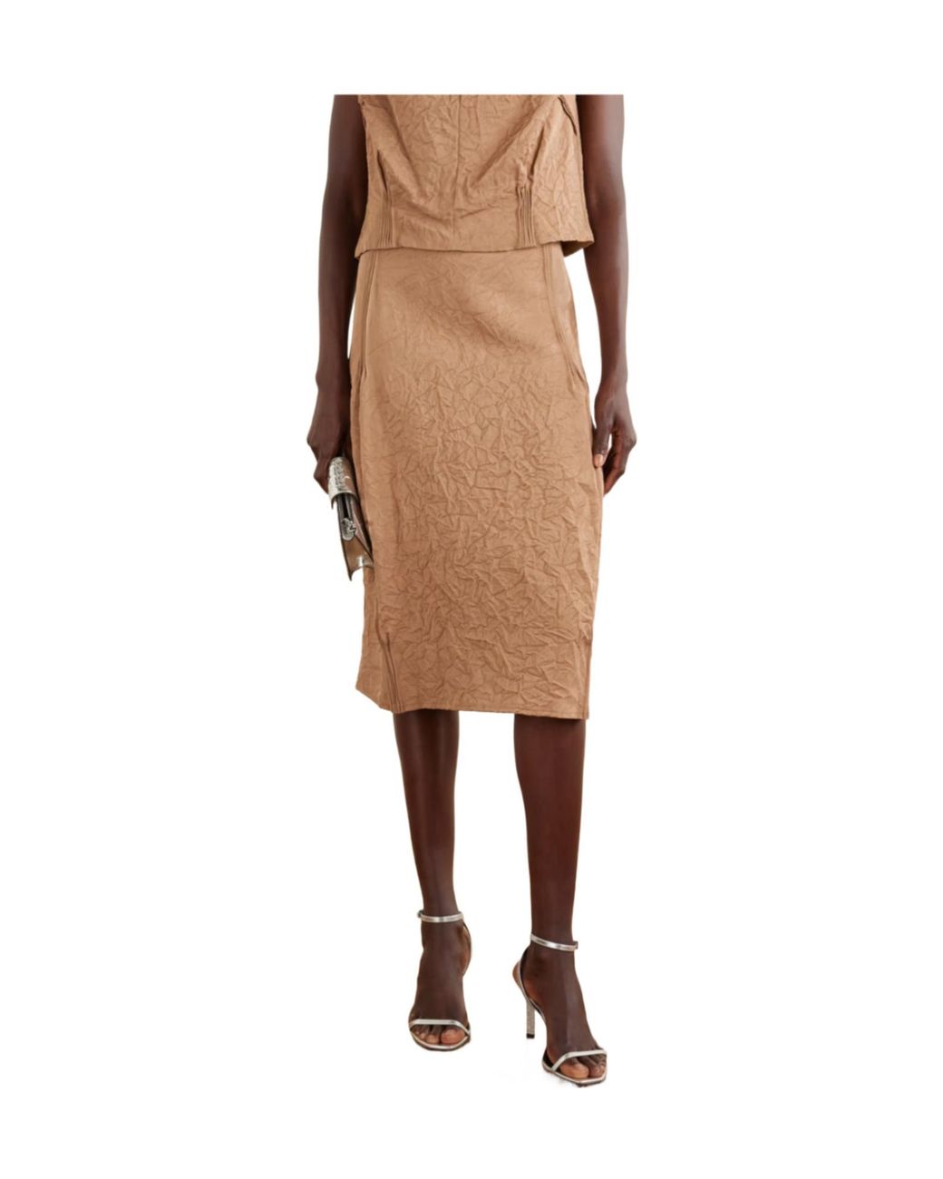 Tory Burch Natural Crinkled-Satin Skirt