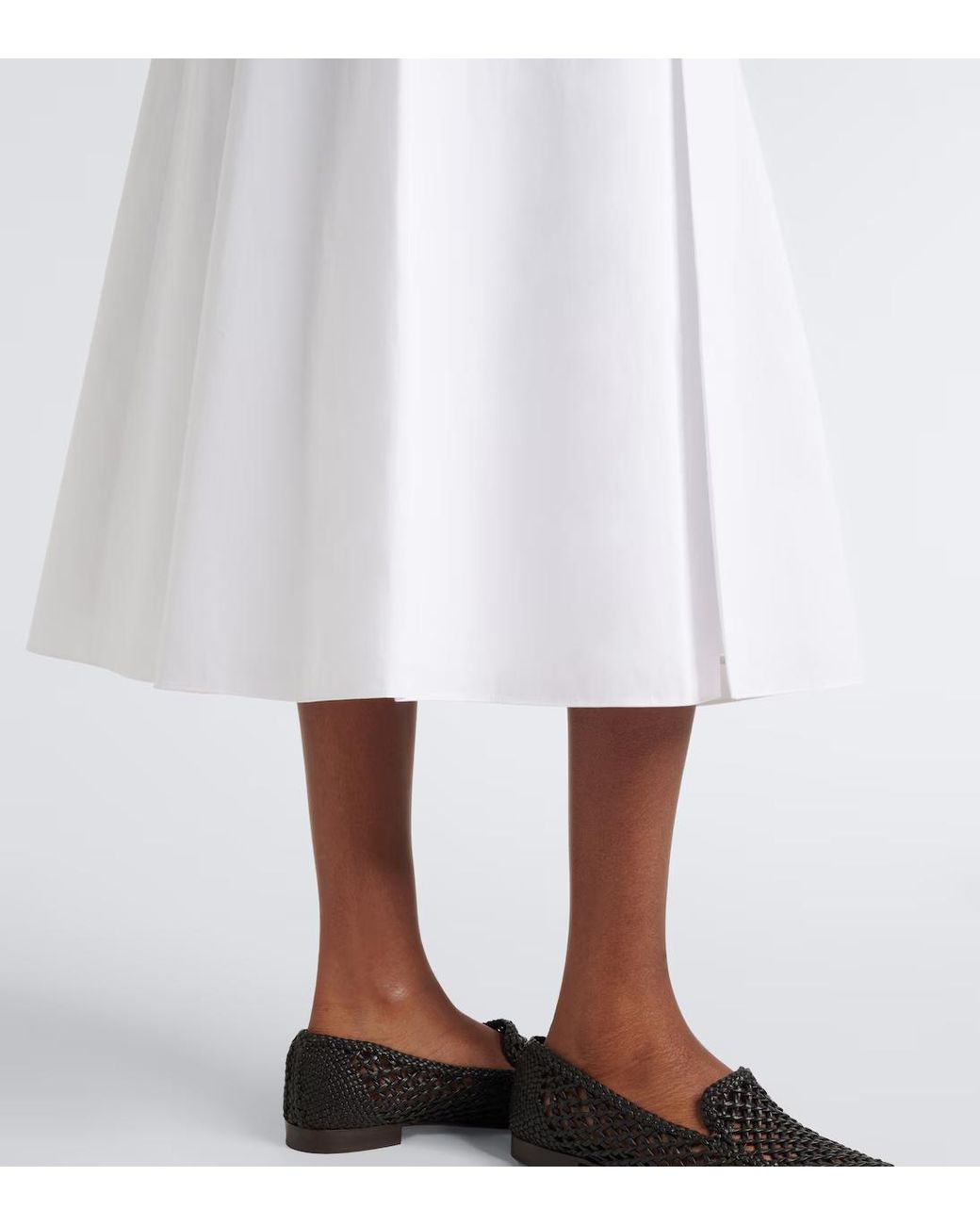 Vince White Cotton Poplin Midi Skirt