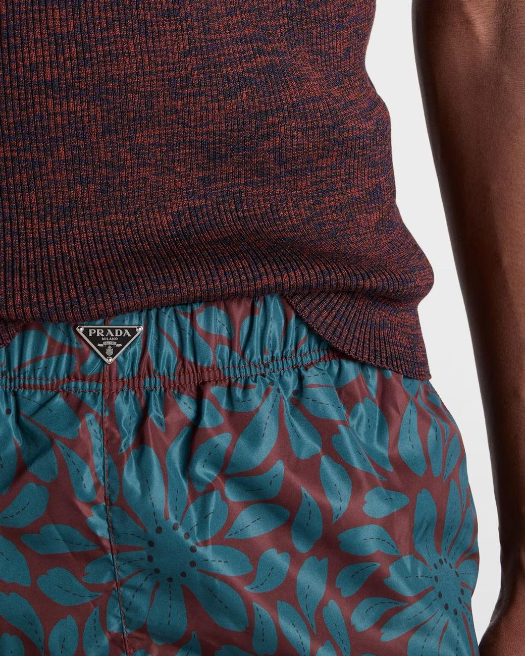 Prada Blue Triangle-Logo Mid-Rise Swim Shorts for men